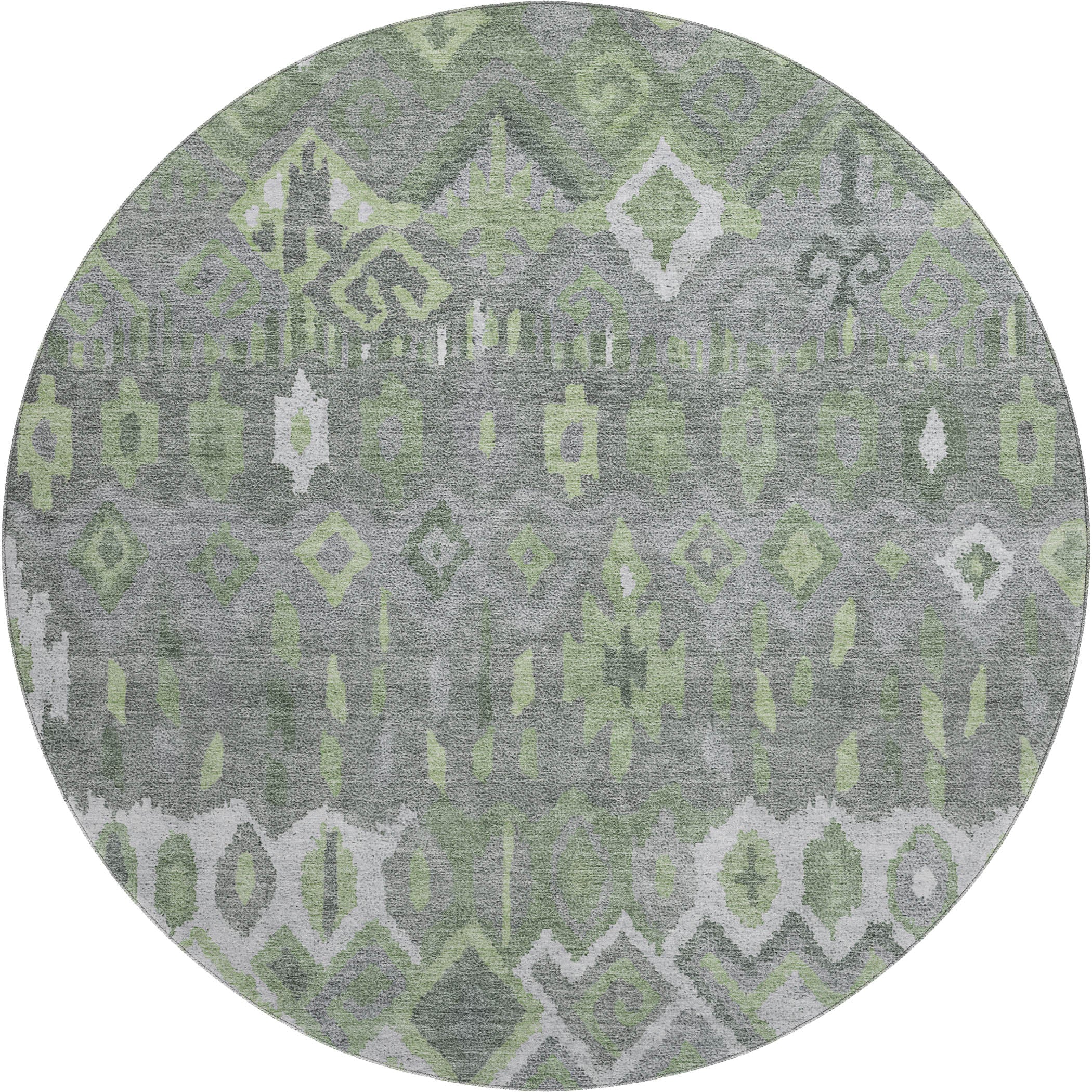 Dublin Machine Washable Transitional Gray Rug 8' x 8' #shape_Round