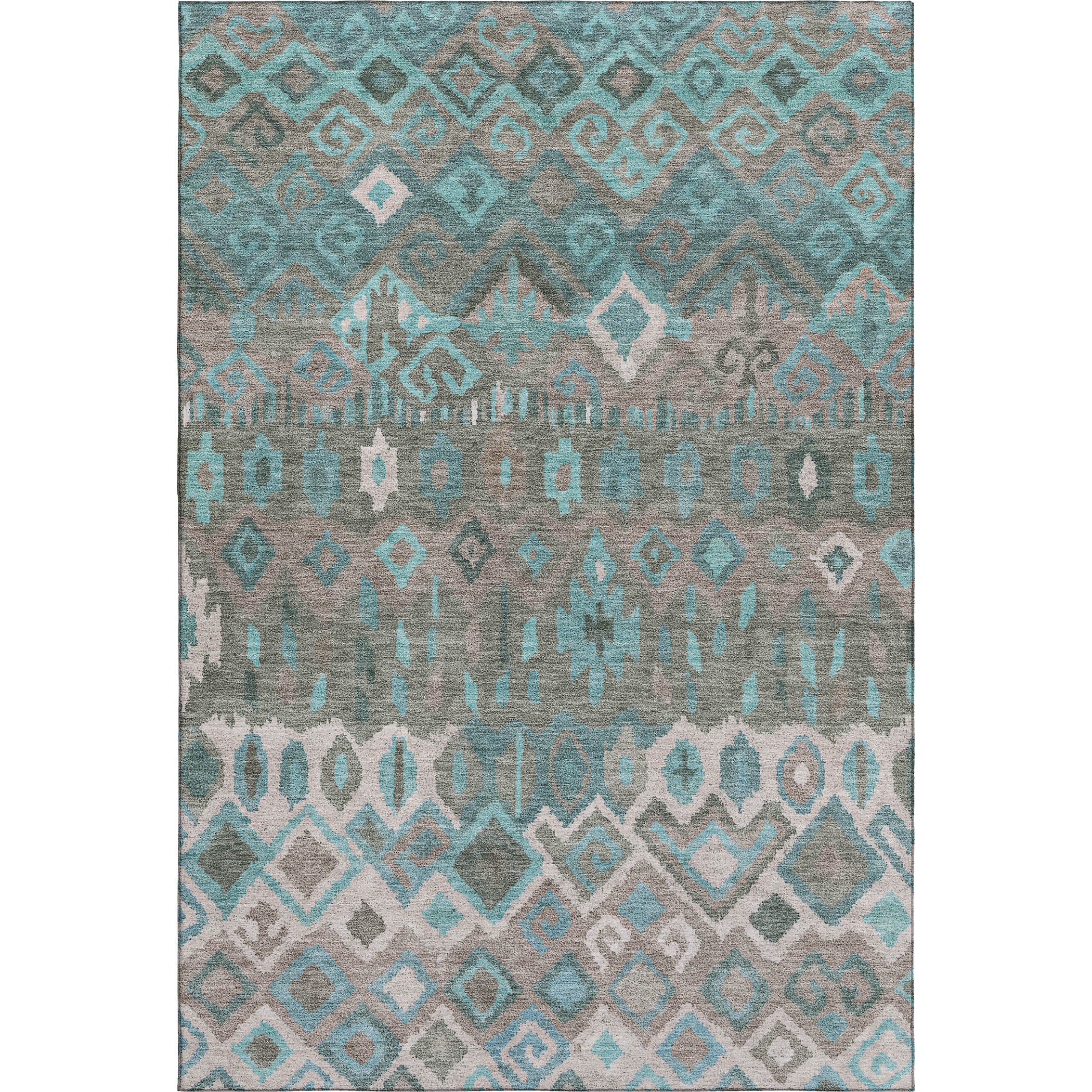 Dublin Machine Washable Transitional Teal Rug 3' x 5' #shape_Rectangle
