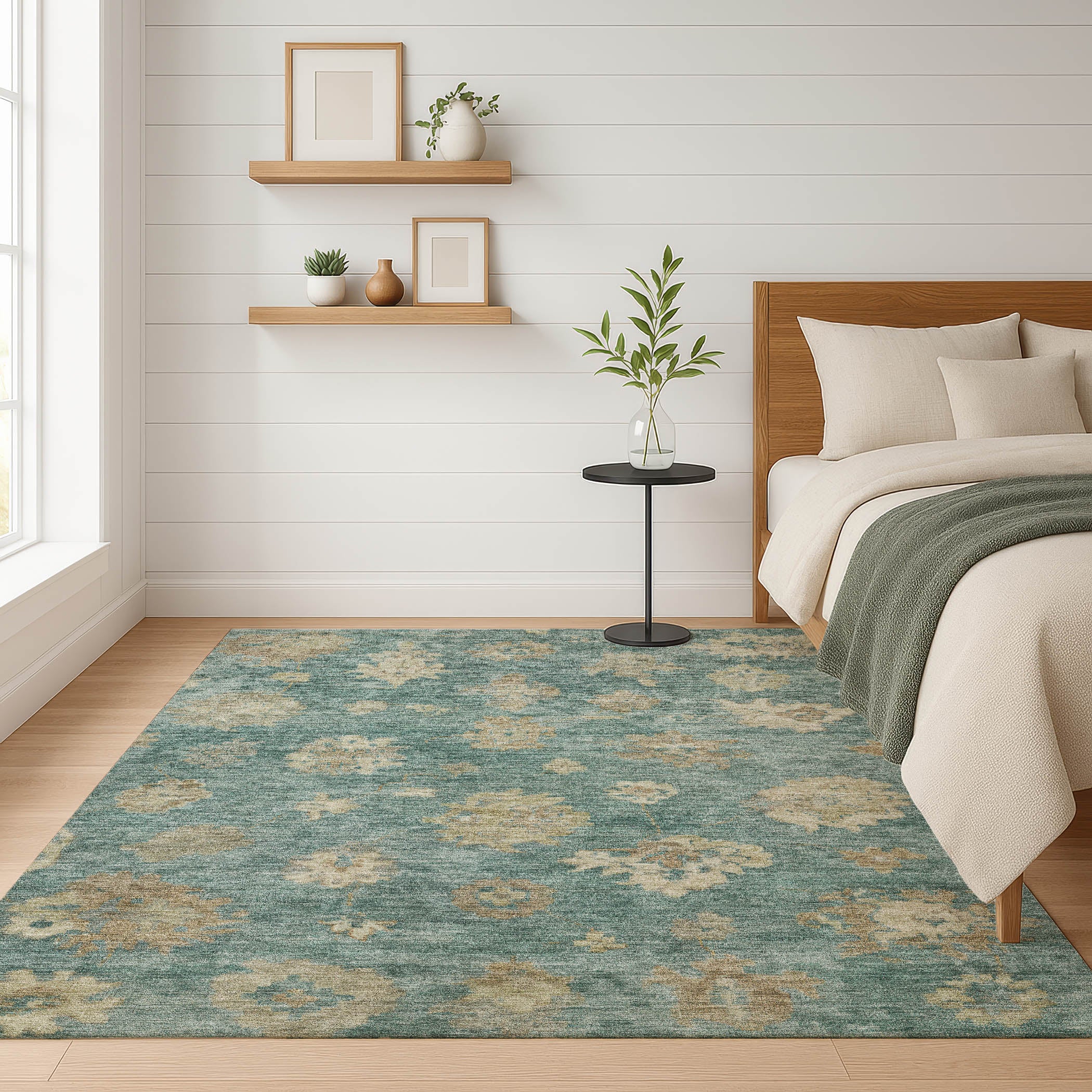 Mostar Machine Washable Traditional Aloe Green Rug 3' x 5' #shape_Rectangle