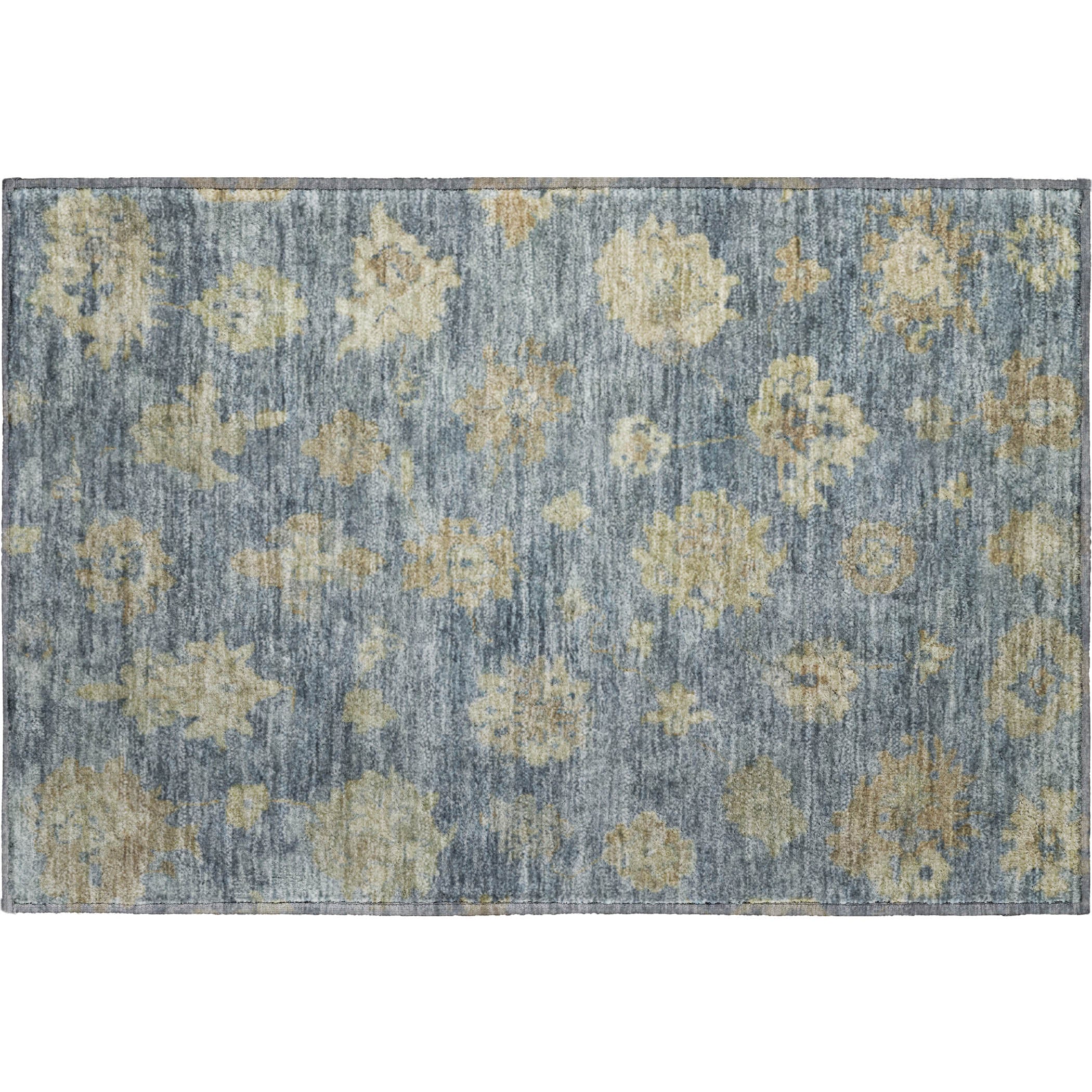 Mostar Machine Washable Traditional Blue Rug 1'8" x 2'6" #shape_Rectangle