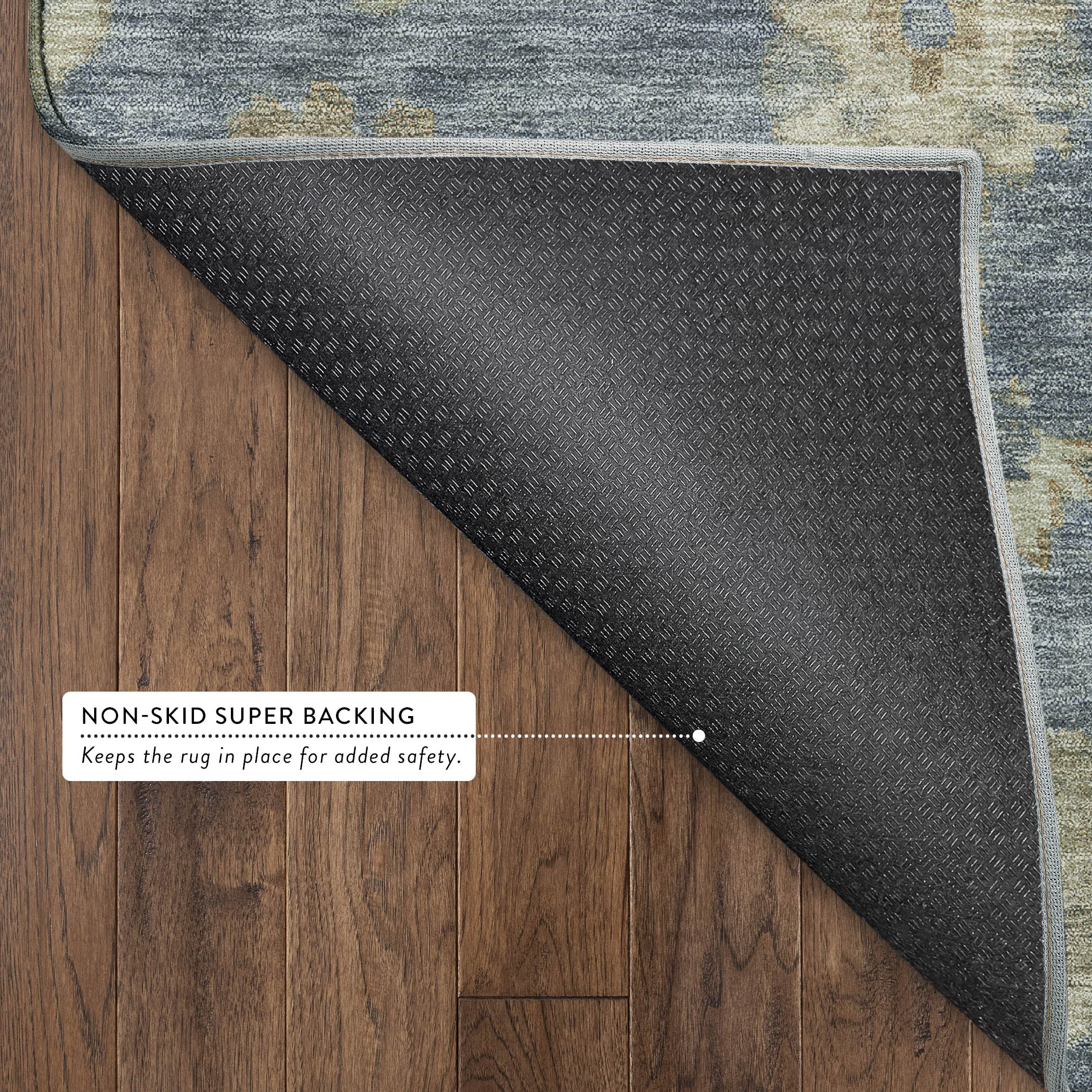 Mostar Machine Washable Traditional Blue Rug 1'8" x 2'6" #shape_Rectangle