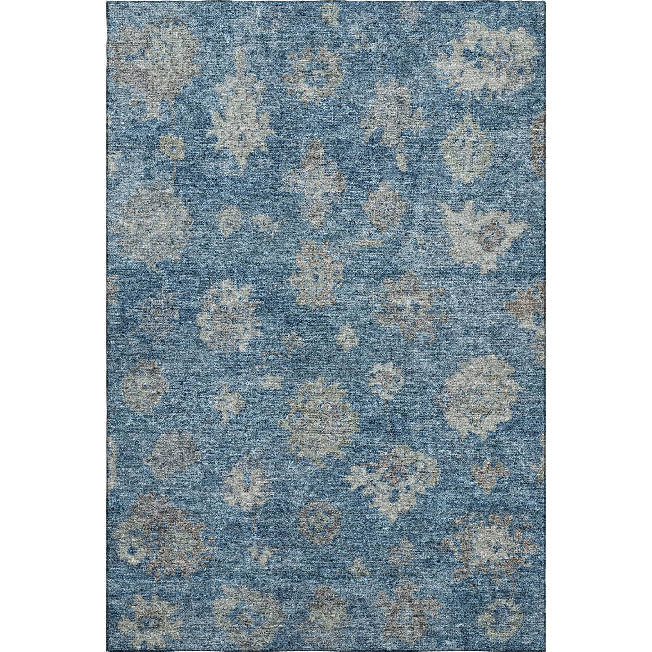 Mostar Machine Washable Traditional Denim Blue Rug 3' x 5' #shape_Rectangle