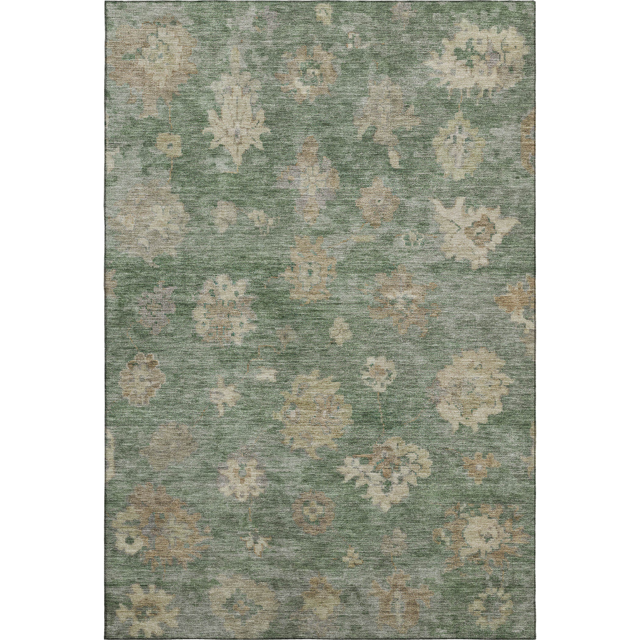 Mostar Machine Washable Traditional Fern Green Rug 3' x 5' #shape_Rectangle