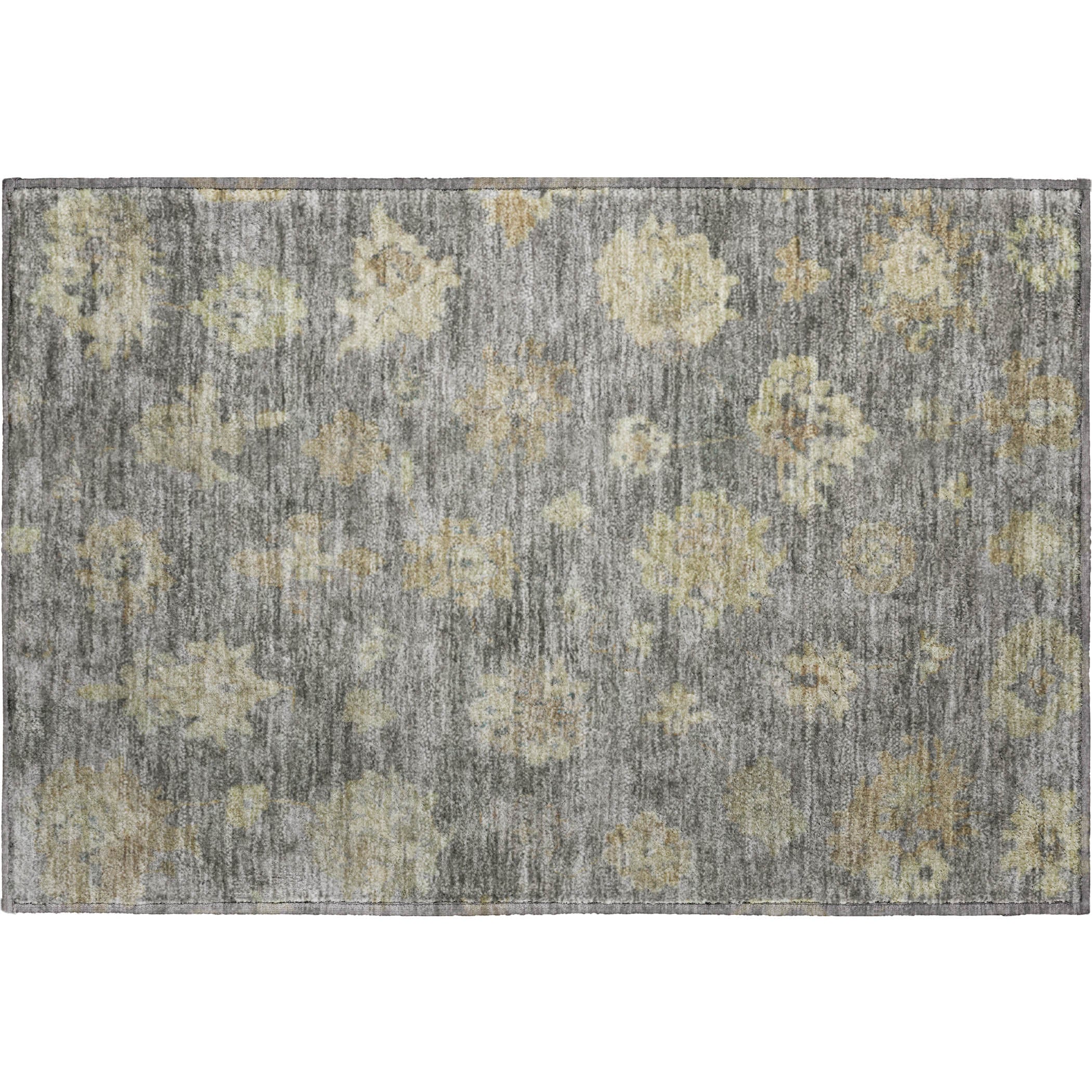 Mostar Machine Washable Traditional Pewter Gray Rug 1'8" x 2'6" #shape_Rectangle