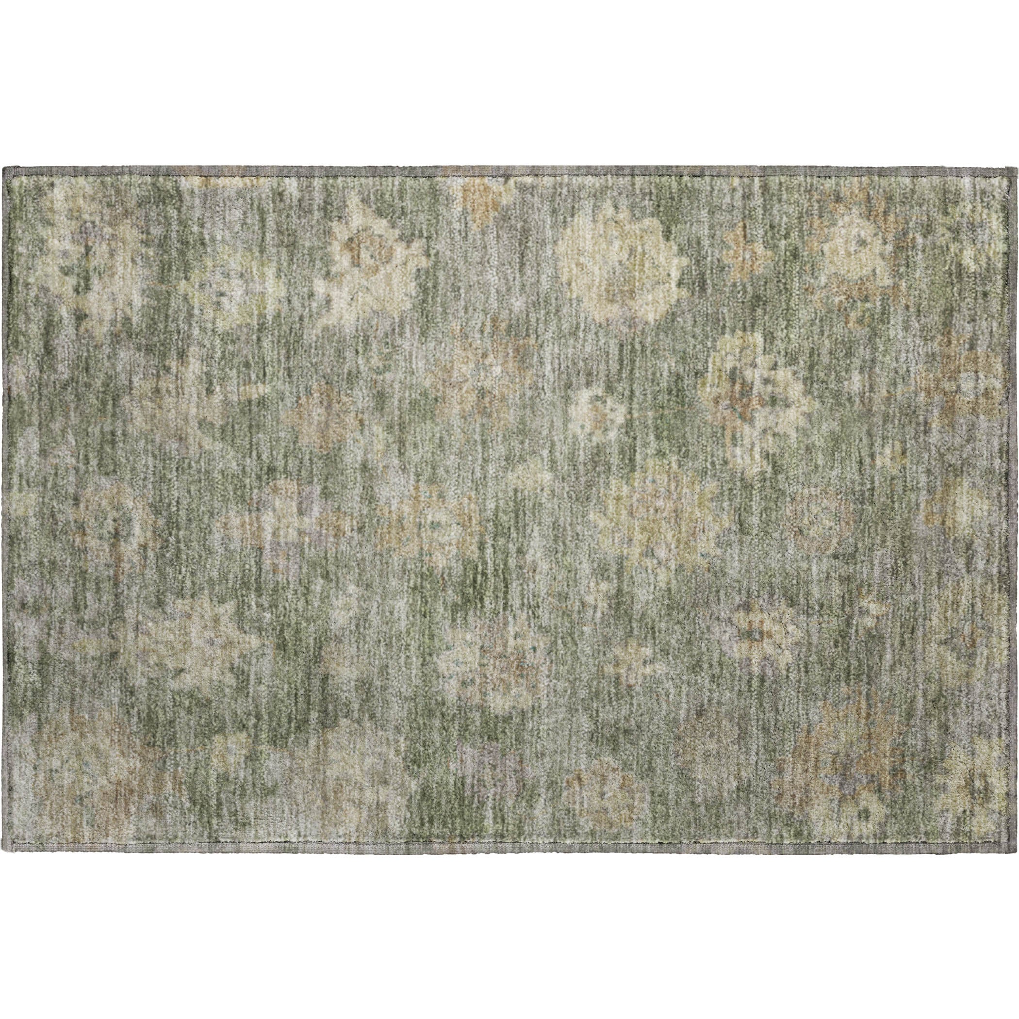 Mostar Machine Washable Traditional Sage Green Rug 1'8" x 2'6" #shape_Rectangle
