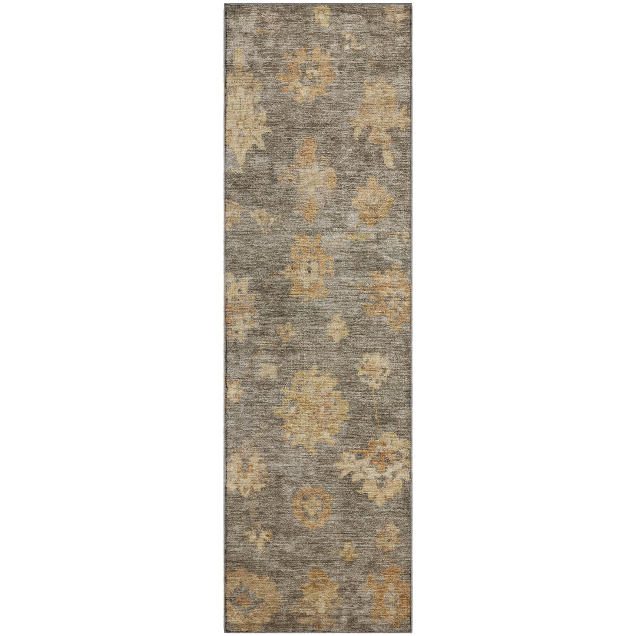 Mostar Machine Washable Traditional Taupe Brown Rug 2'3" x 7'6" #shape_Runner