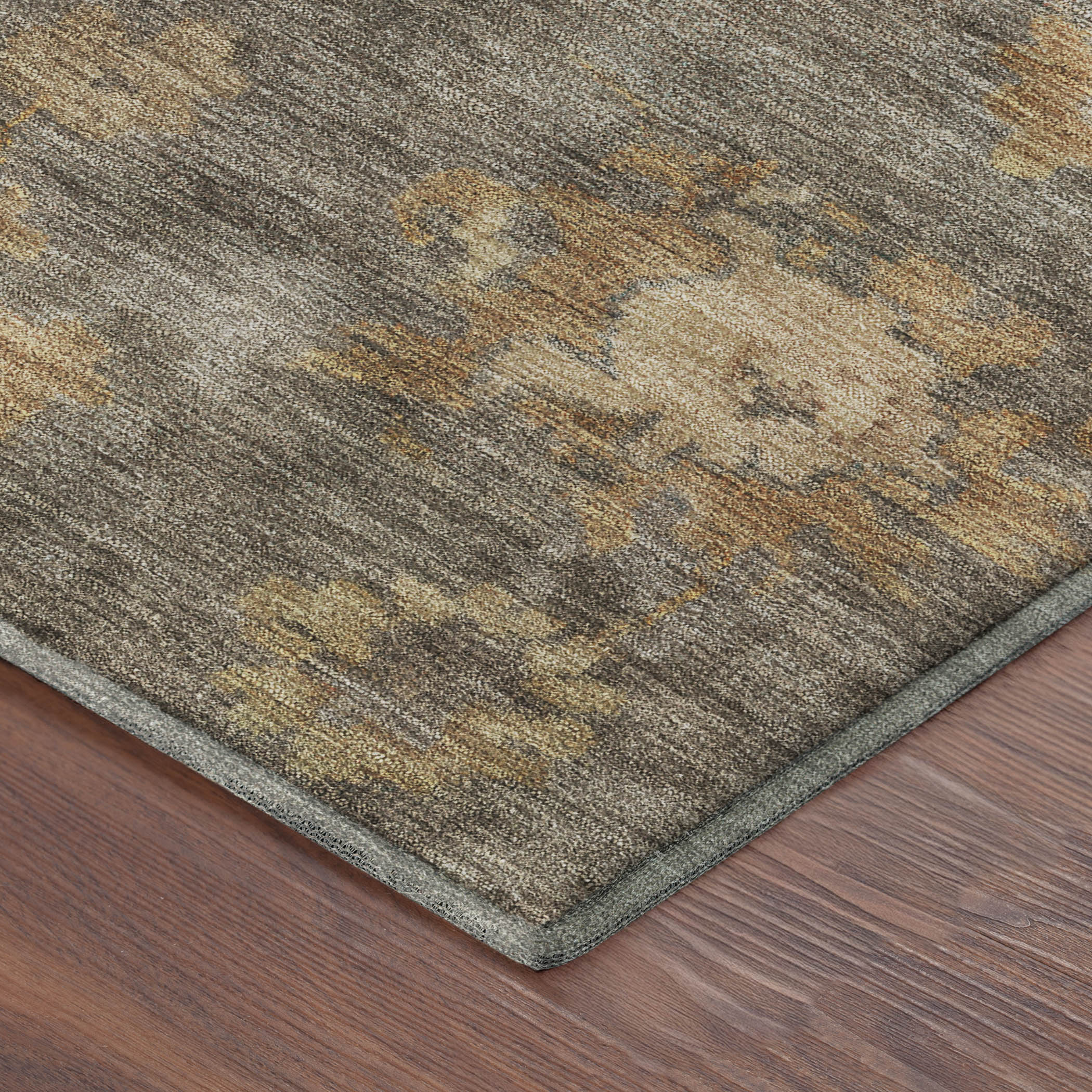 Mostar Machine Washable Traditional Taupe Brown Rug 1'8" x 2'6" #shape_Rectangle