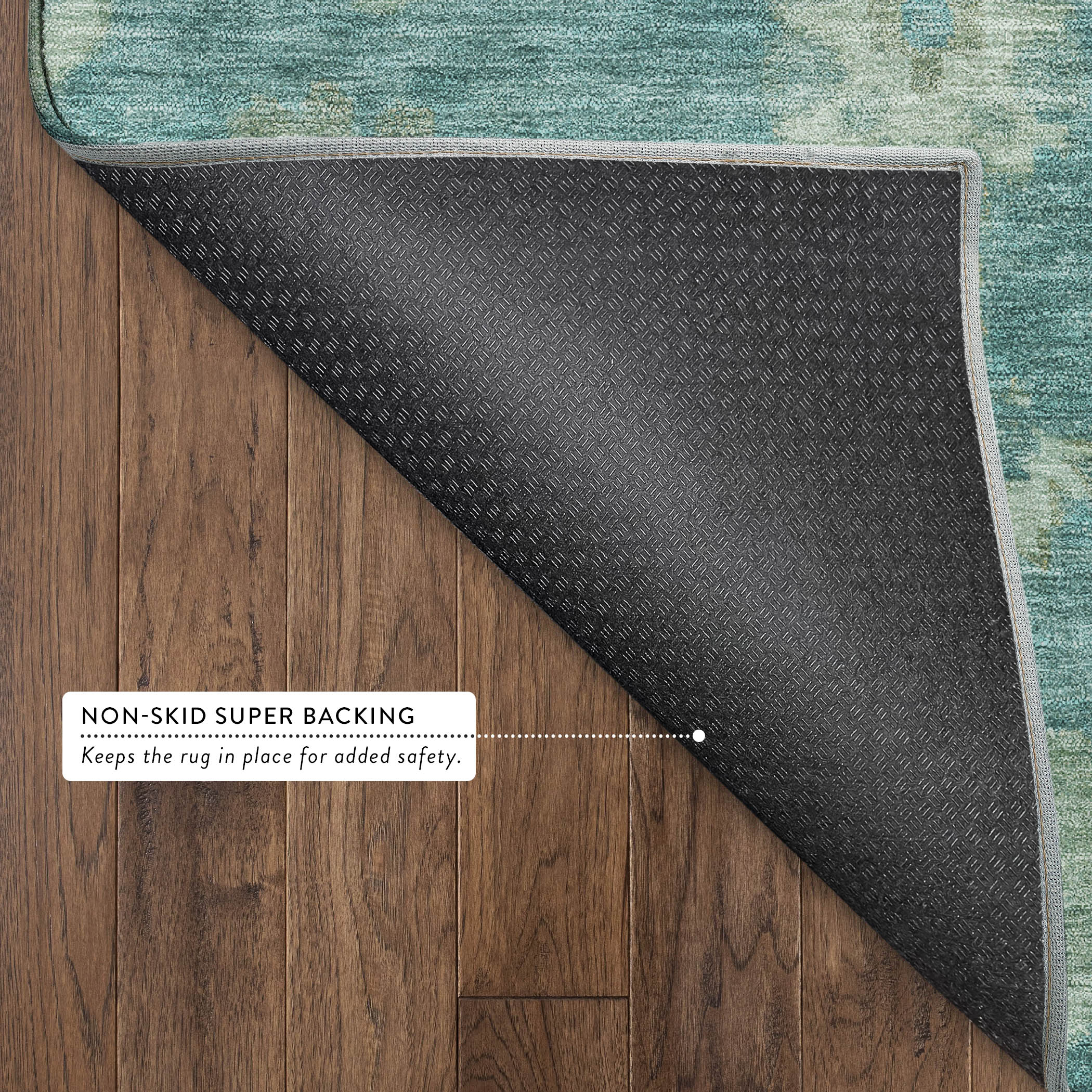 Mostar Machine Washable Traditional Teal Rug 1'8" x 2'6" #shape_Rectangle