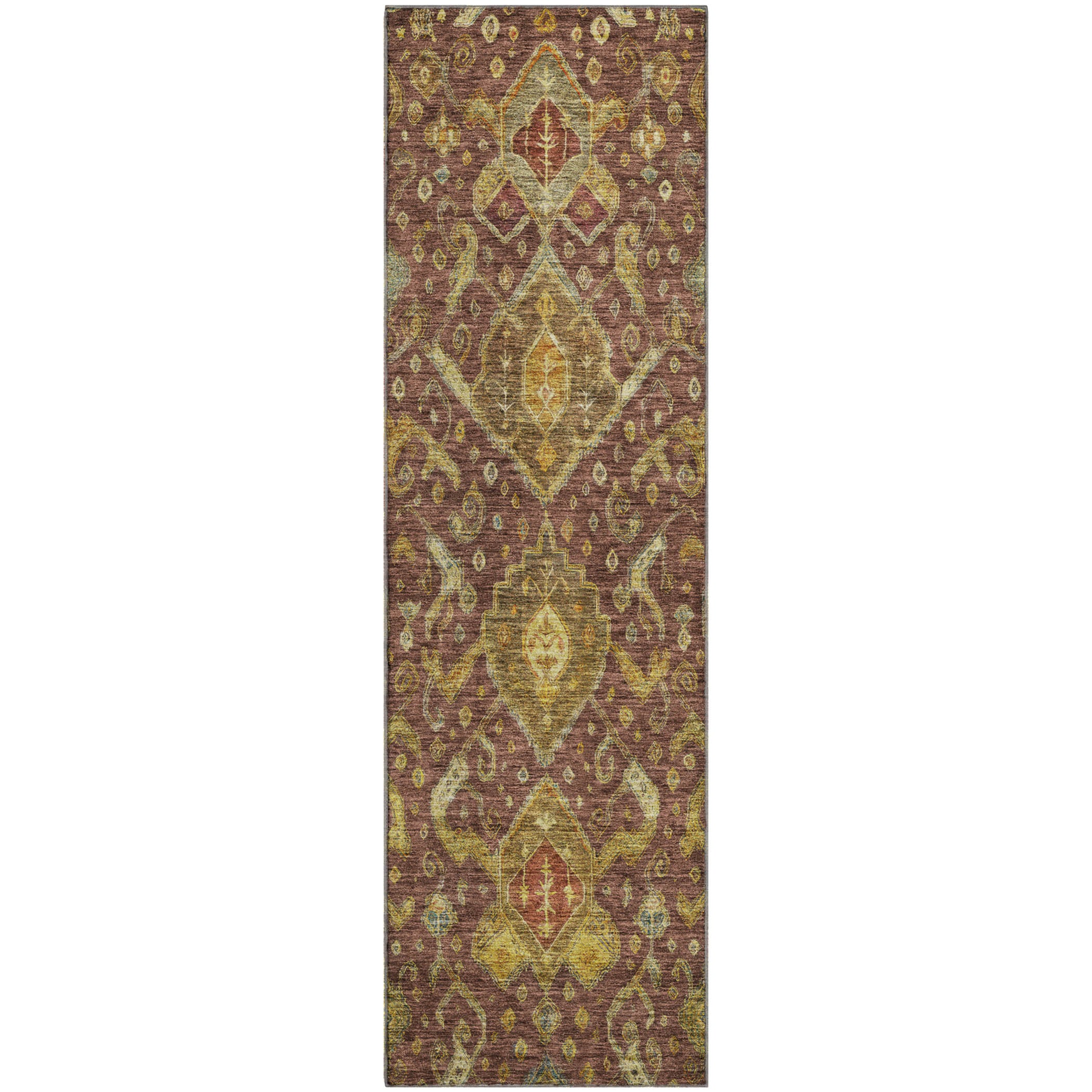 Salzburg Machine Washable Traditional Burgundy Red Rug 2'3" x 7'6" #shape_Runner