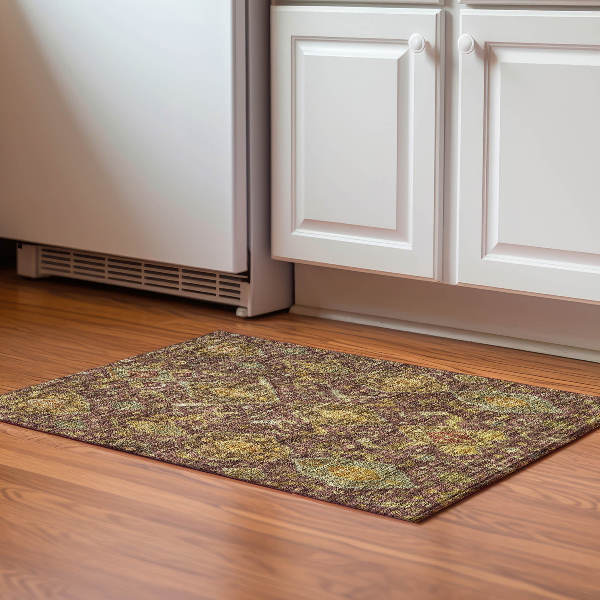 Salzburg Machine Washable Traditional Burgundy Red Rug 1'8" x 2'6" #shape_Rectangle