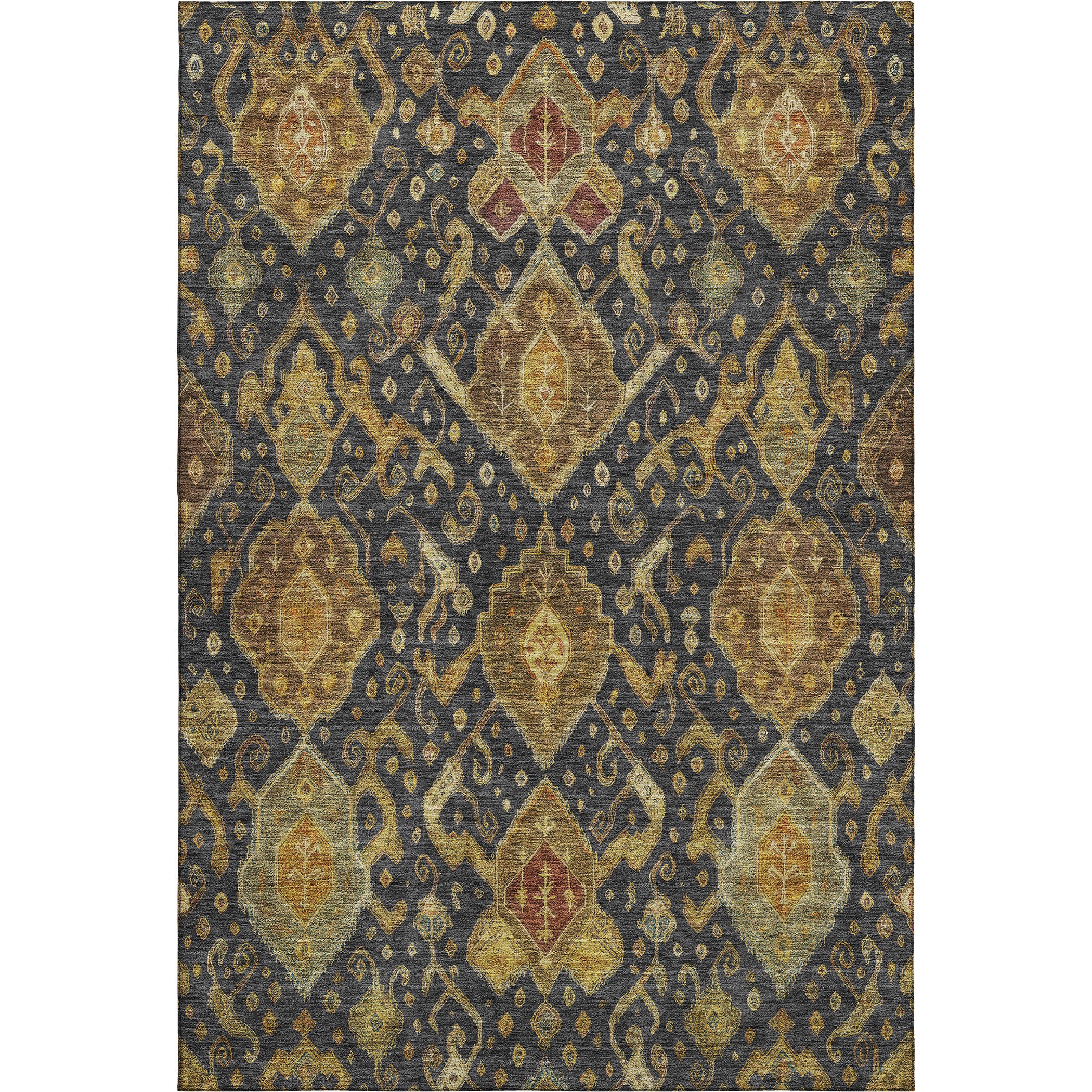 Salzburg Machine Washable Traditional Charcoal Gray Rug 3' x 5' #shape_Rectangle