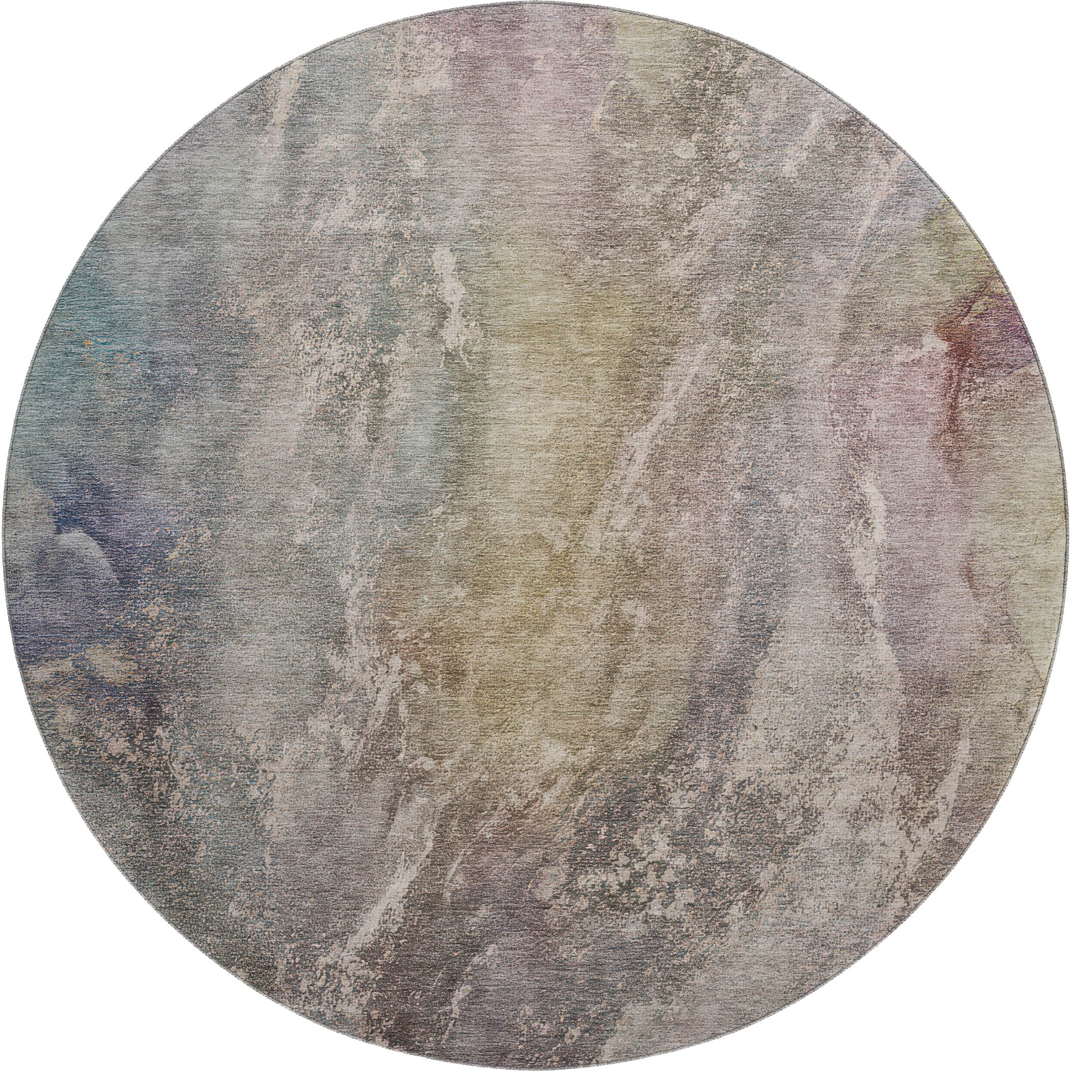 Sintra Machine Washable Transitional Beige Brown Rug 8' x 8' #shape_Round