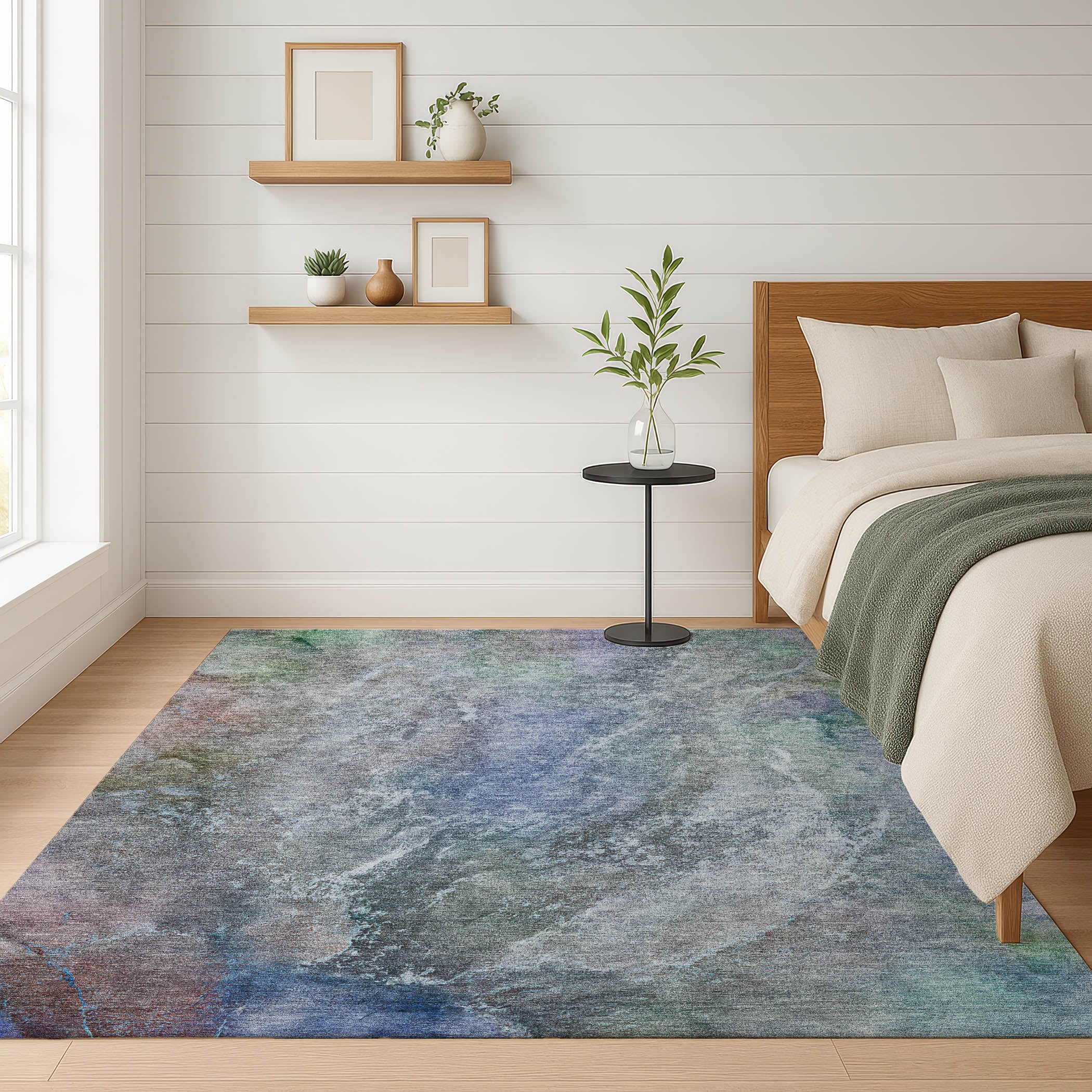 Sintra Machine Washable Transitional Blue Rug 3' x 5' #shape_Rectangle