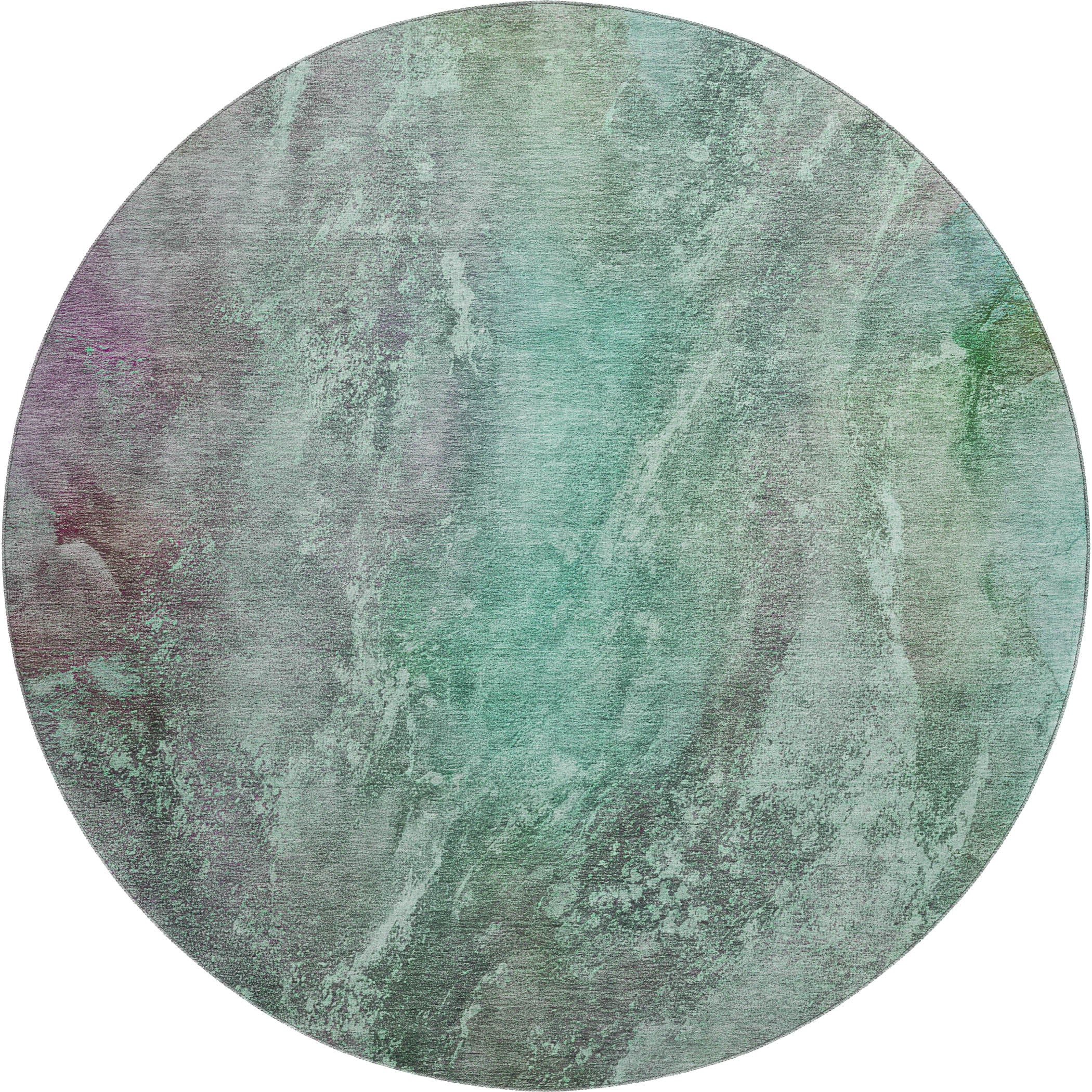 Sintra Machine Washable Transitional Teal Rug 8' x 8' #shape_Round