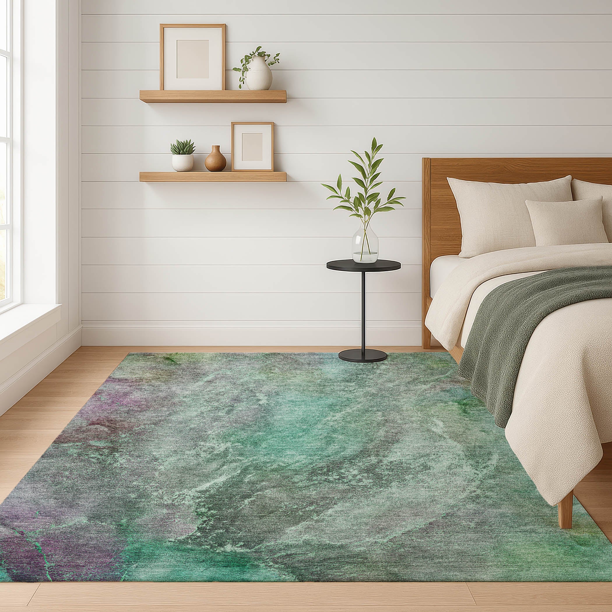 Sintra Machine Washable Transitional Teal Rug 3' x 5' #shape_Rectangle
