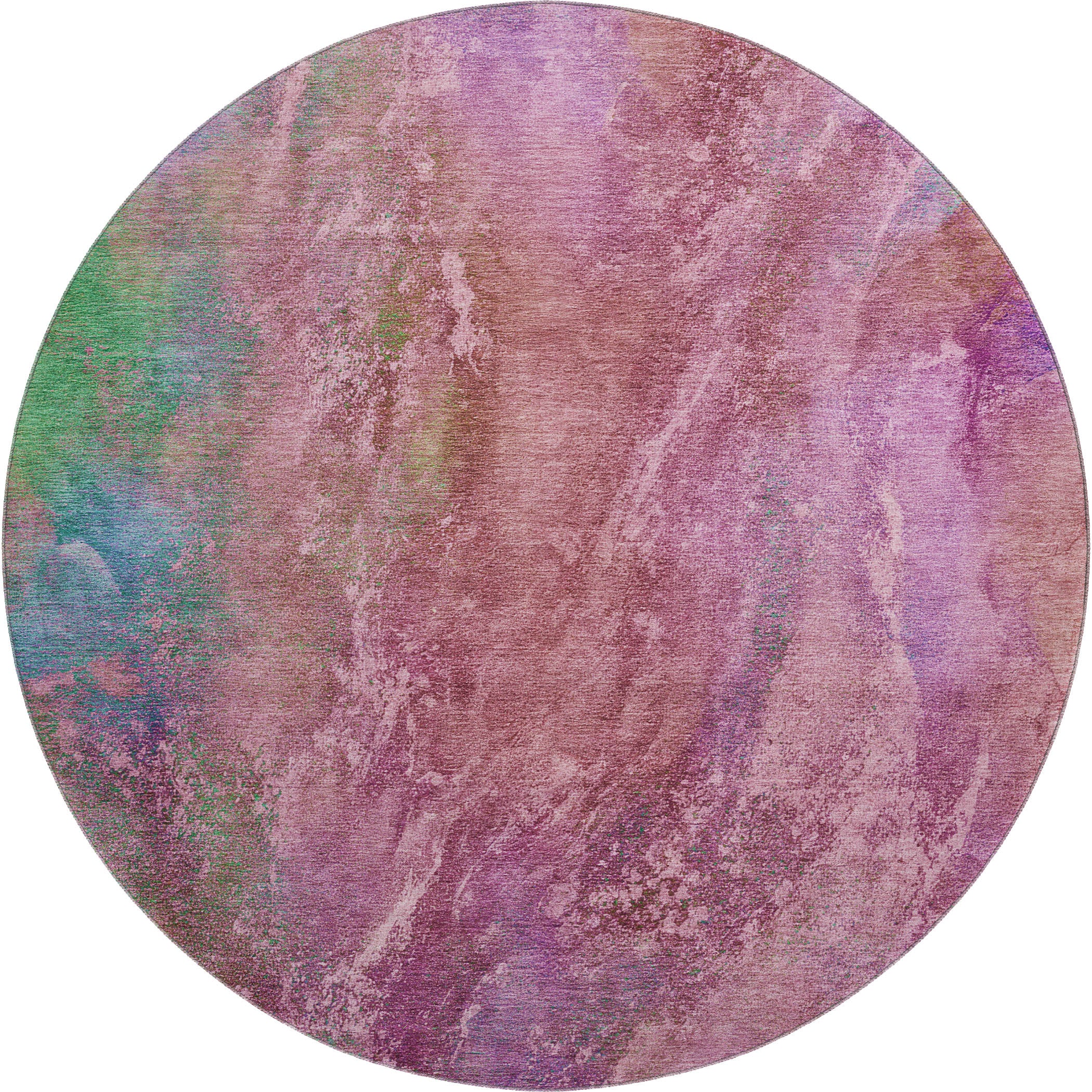Dublin Machine Washable Transitional Blush Pink Rug 8' x 8' #shape_Round