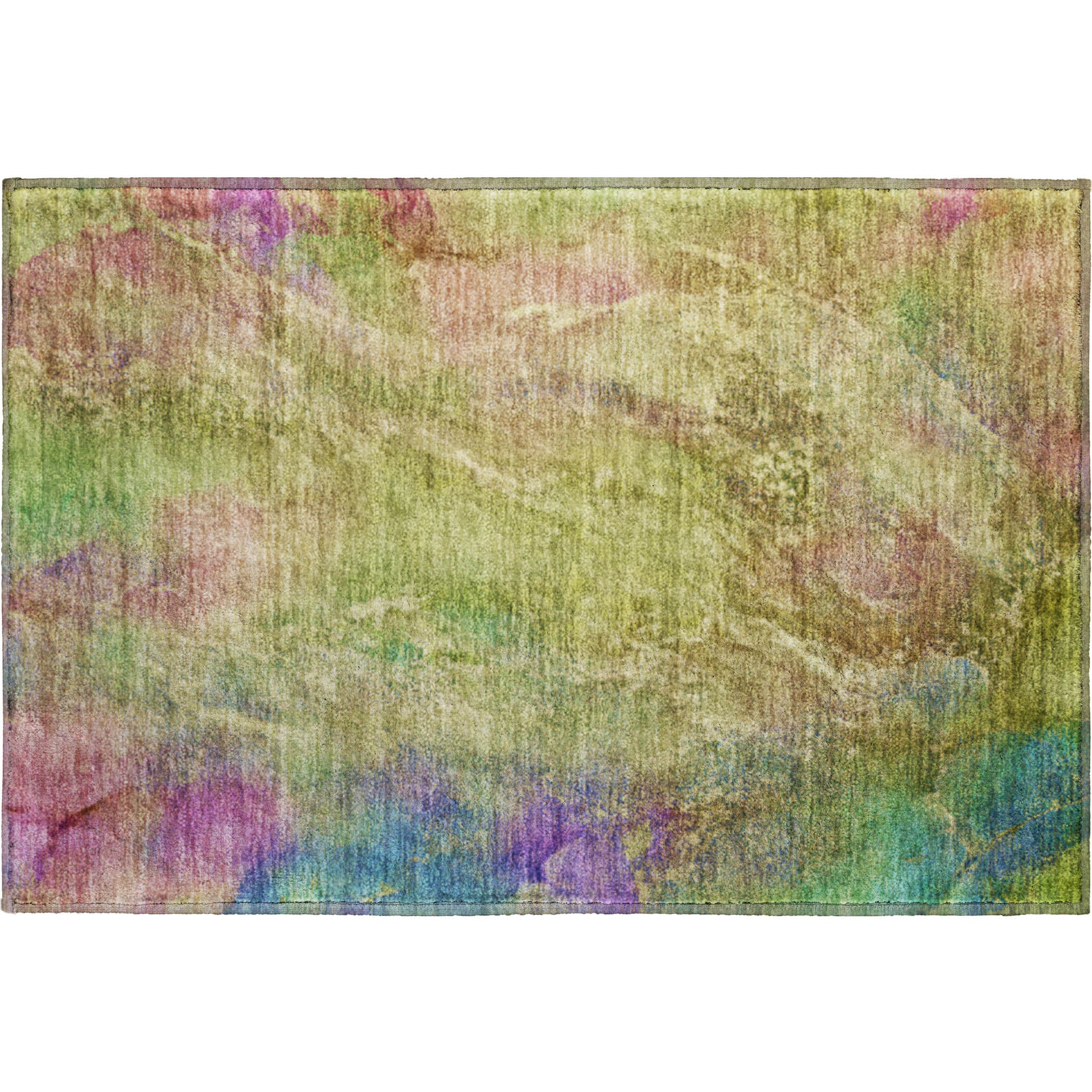 Dublin Machine Washable Transitional Green Rug 1'8" x 2'6" #shape_Rectangle