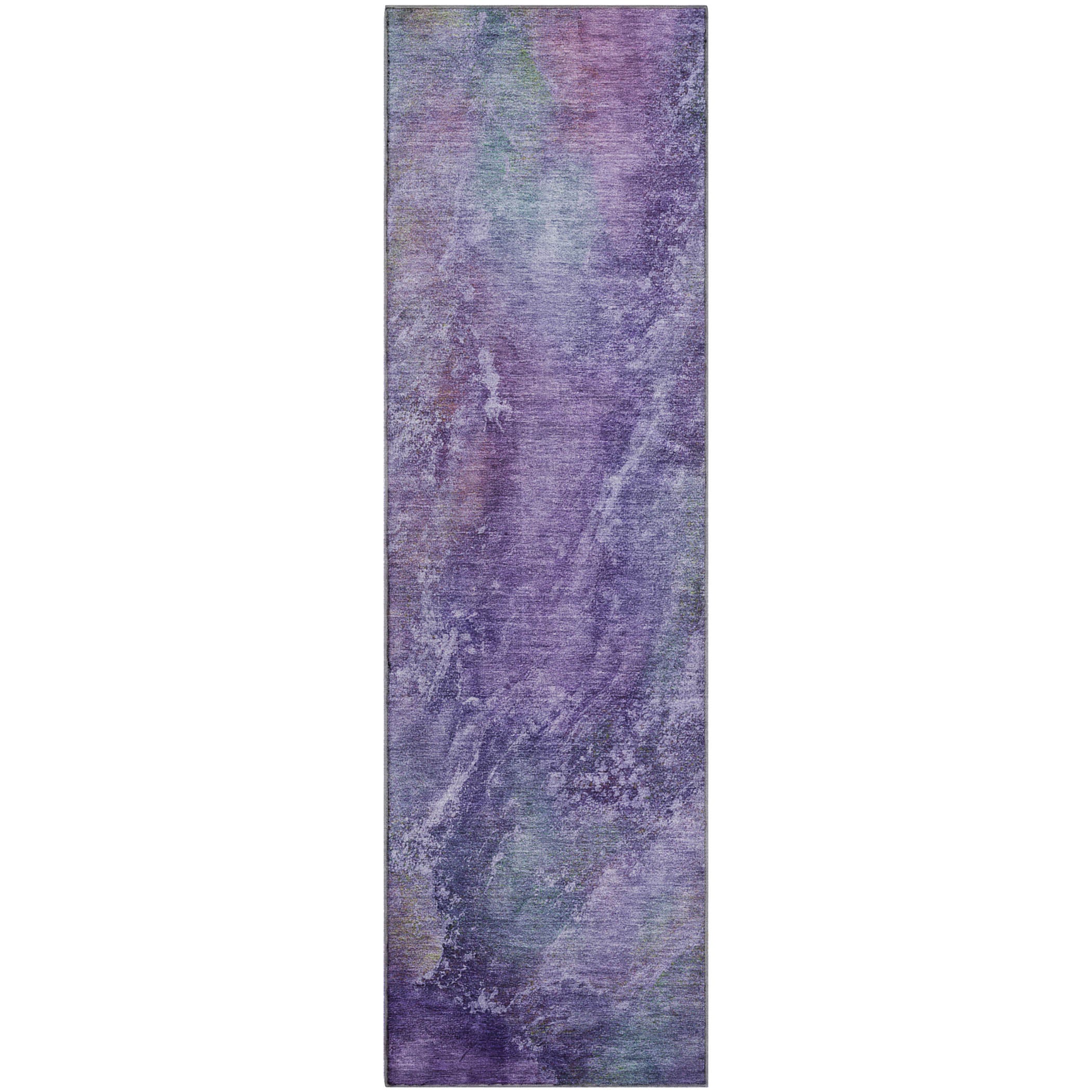 Dublin Machine Washable Transitional Purple Rug 2'3" x 7'6" #shape_Runner