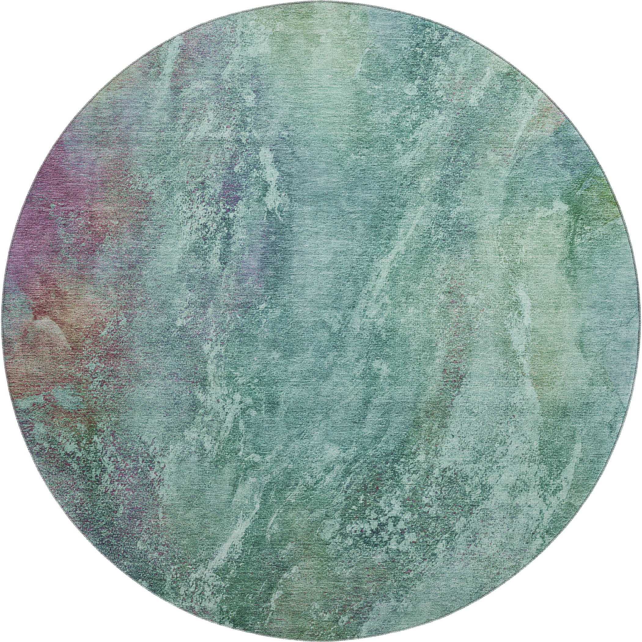 Dublin Machine Washable Transitional Teal Rug 8' x 8' #shape_Round