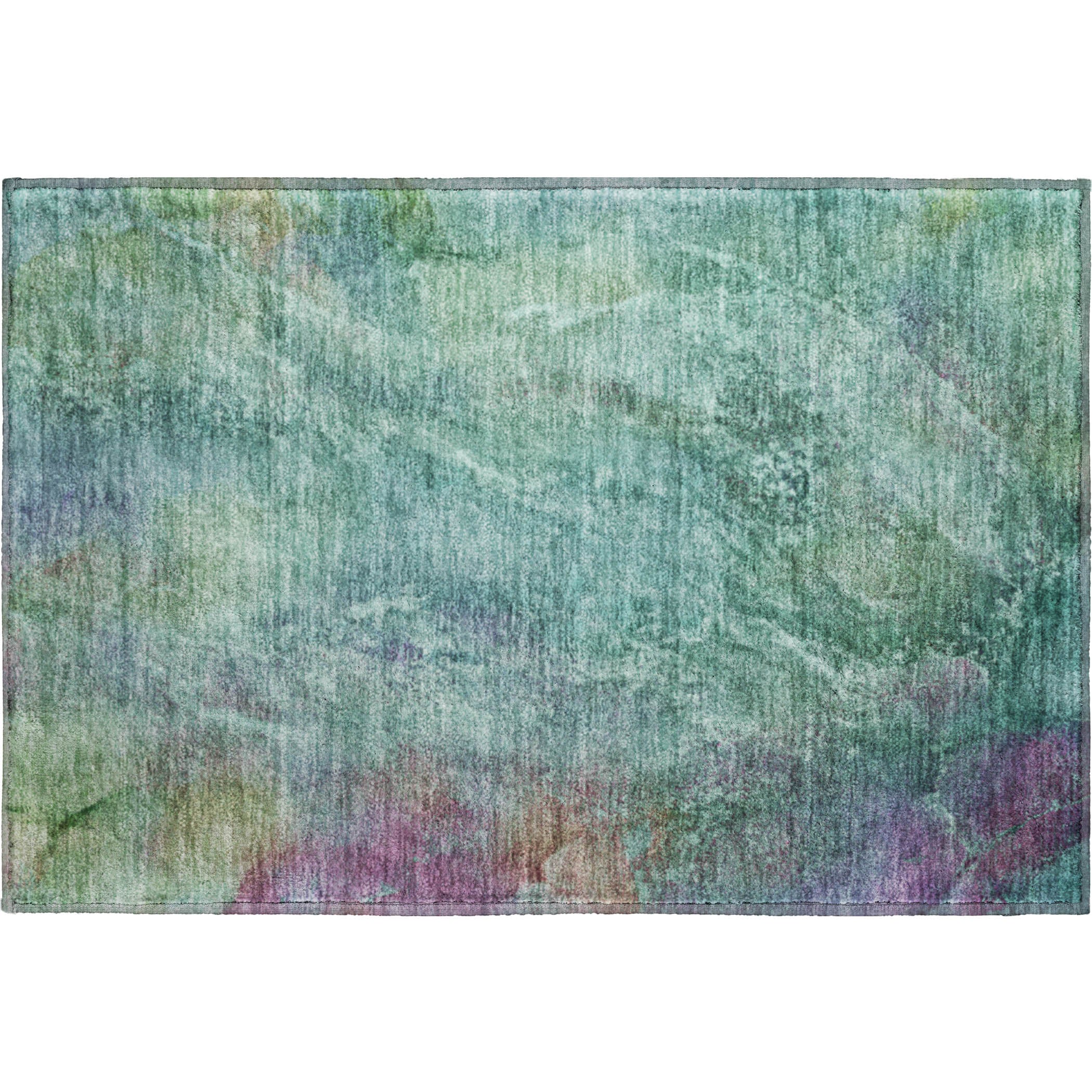 Dublin Machine Washable Transitional Teal Rug 1'8" x 2'6" #shape_Rectangle
