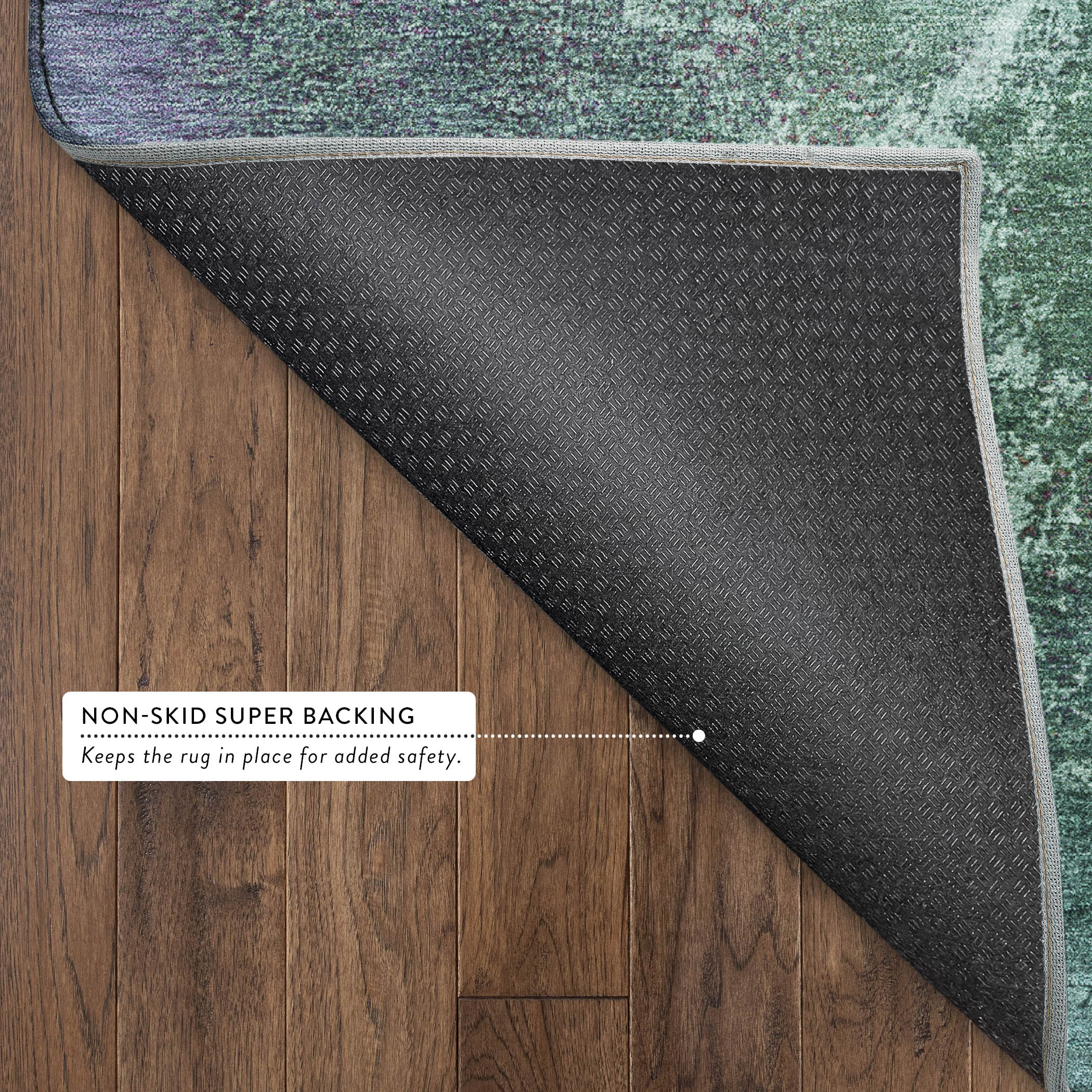 Dublin Machine Washable Transitional Teal Rug 1'8" x 2'6" #shape_Rectangle