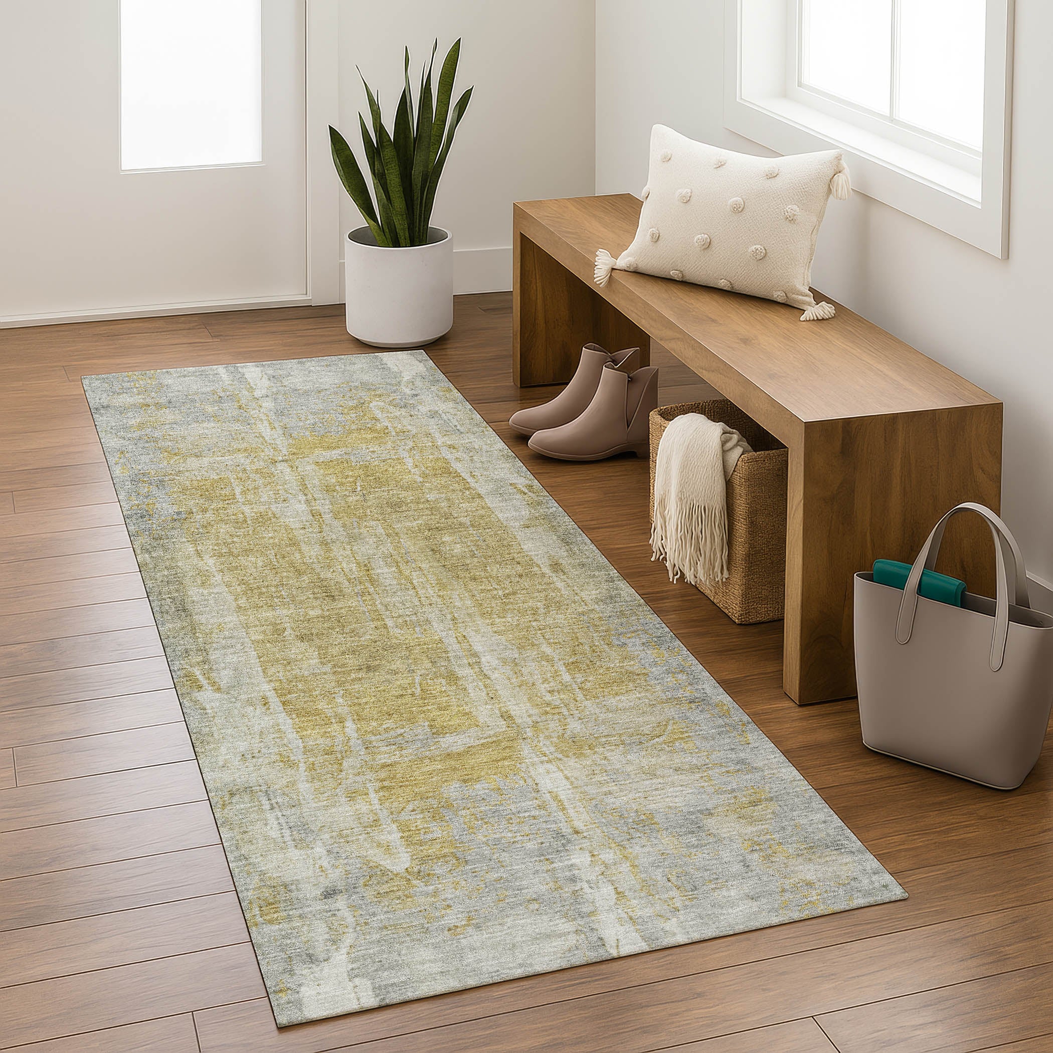 Dubrovnik Machine Washable Transitional Pewter Gray Rug 2'3" x 7'6" #shape_Runner