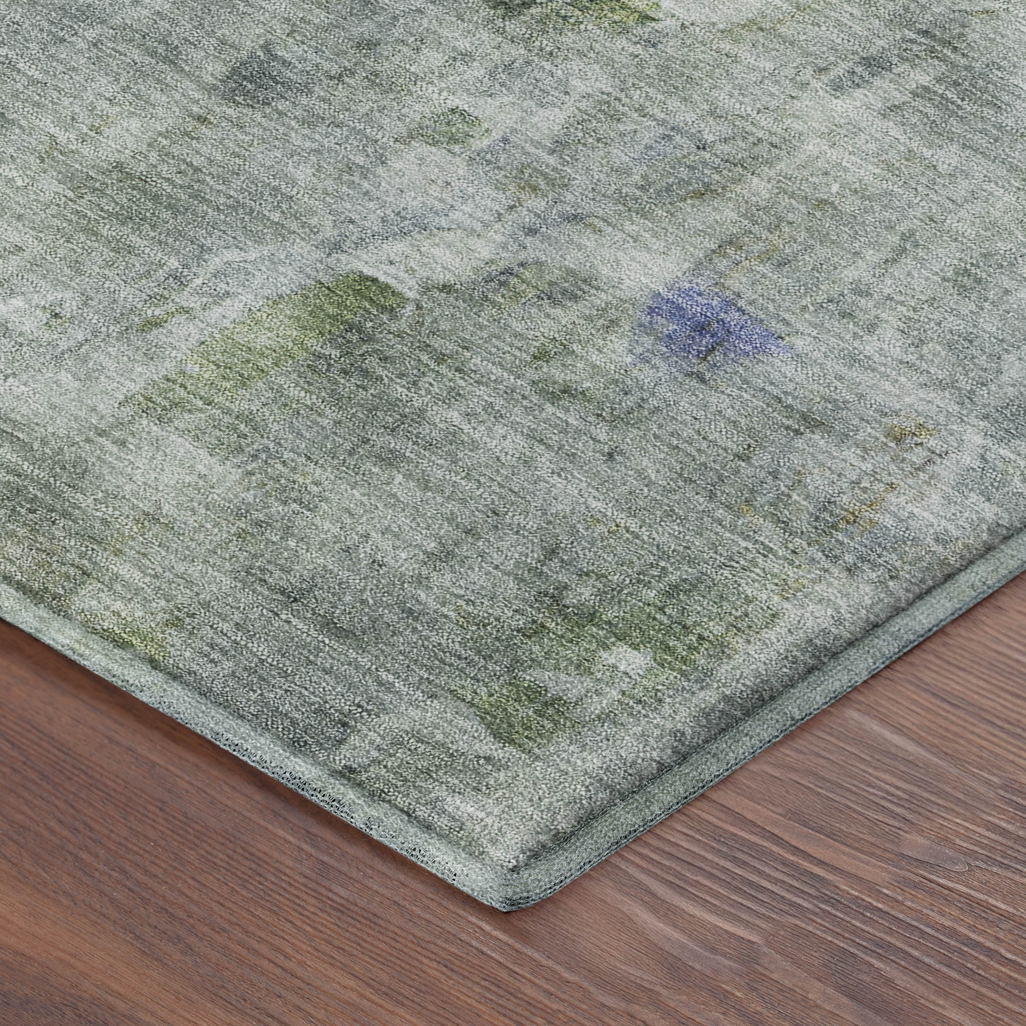 Queenstown Machine Washable Transitional Aloe Green Rug 1'8" x 2'6" #shape_Rectangle