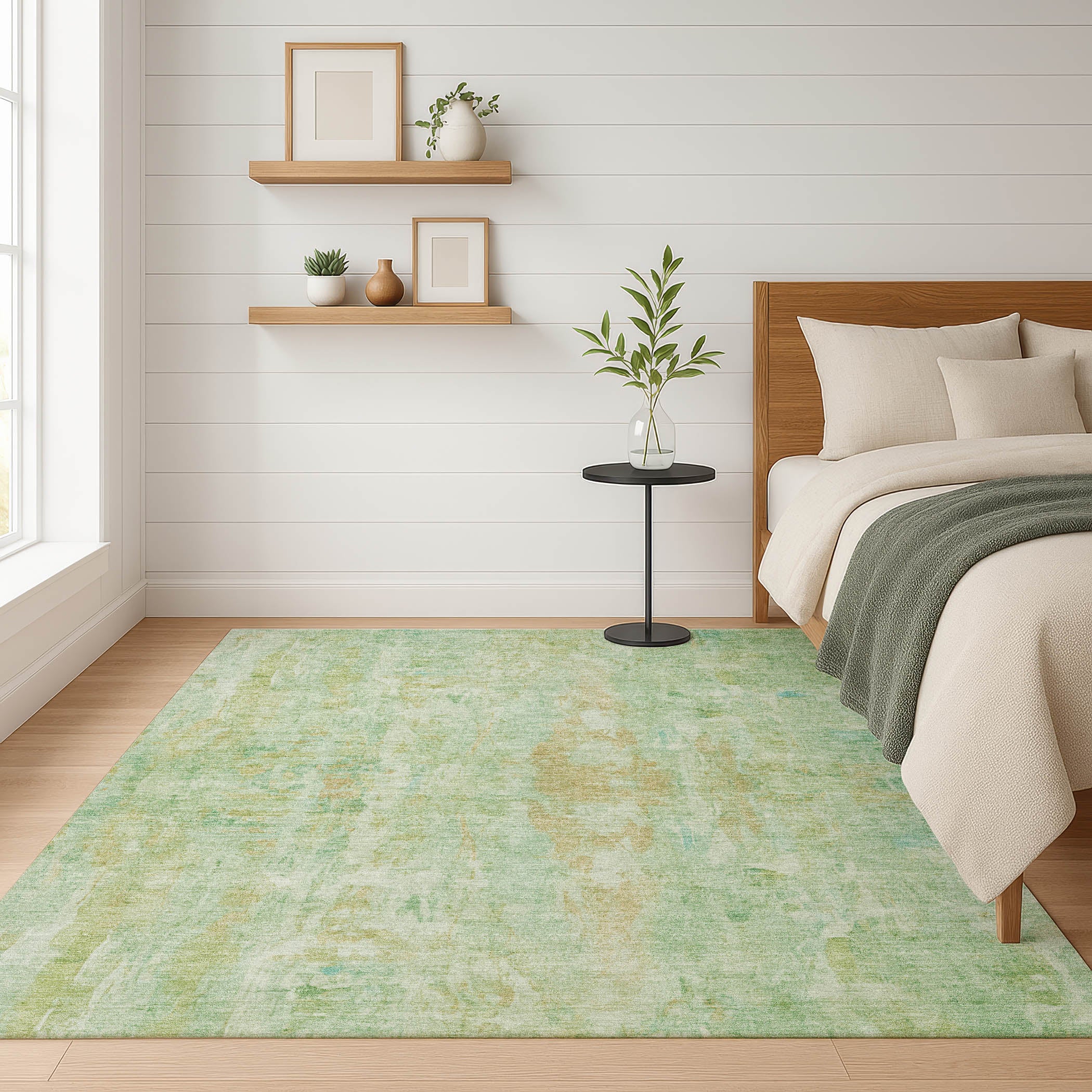 Queenstown Machine Washable Transitional Basil Green Rug 3' x 5' #shape_Rectangle