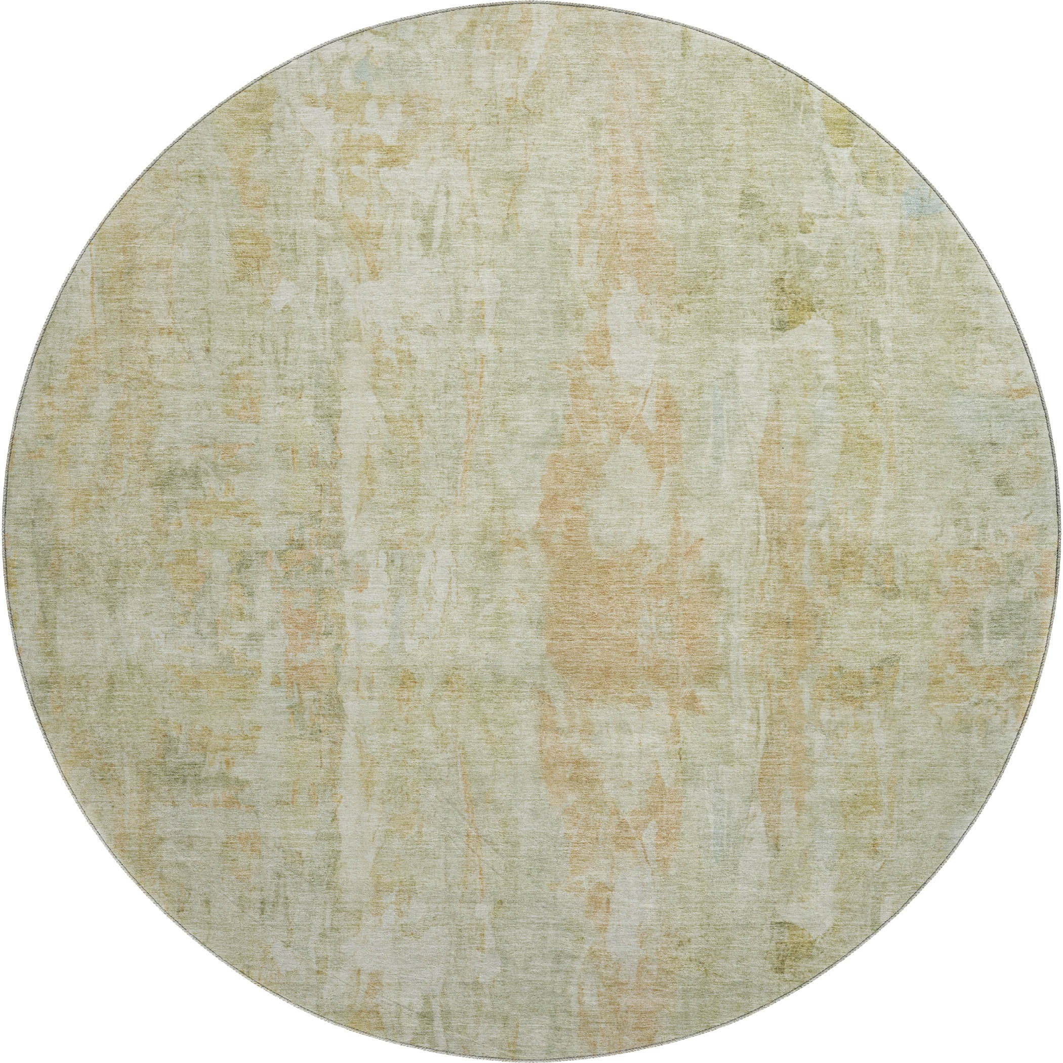 Queenstown Machine Washable Transitional Celery Green Rug 8' x 8' #shape_Round