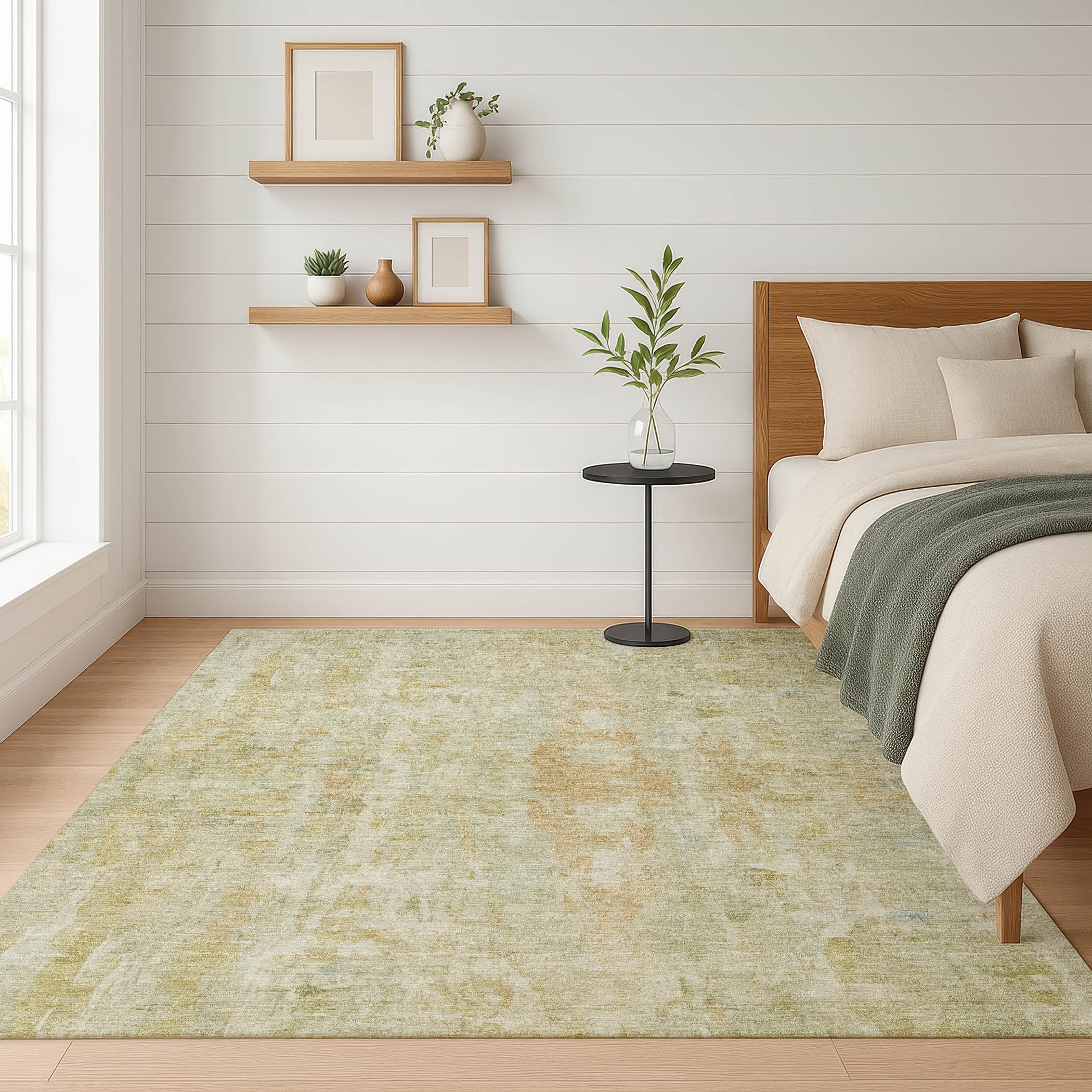 Queenstown Machine Washable Transitional Celery Green Rug 3' x 5' #shape_Rectangle