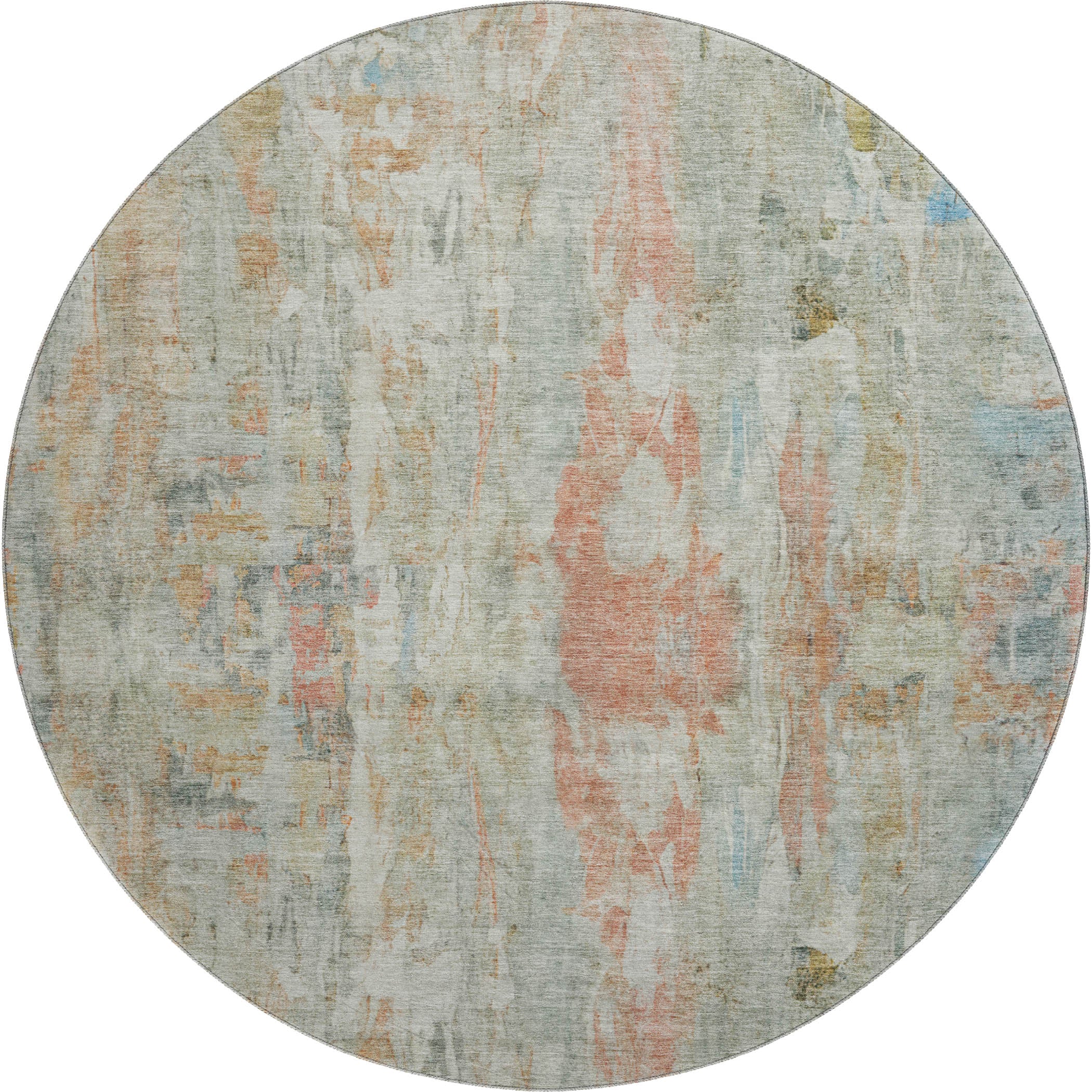 Queenstown Machine Washable Transitional Sage Green Rug 8' x 8' #shape_Round