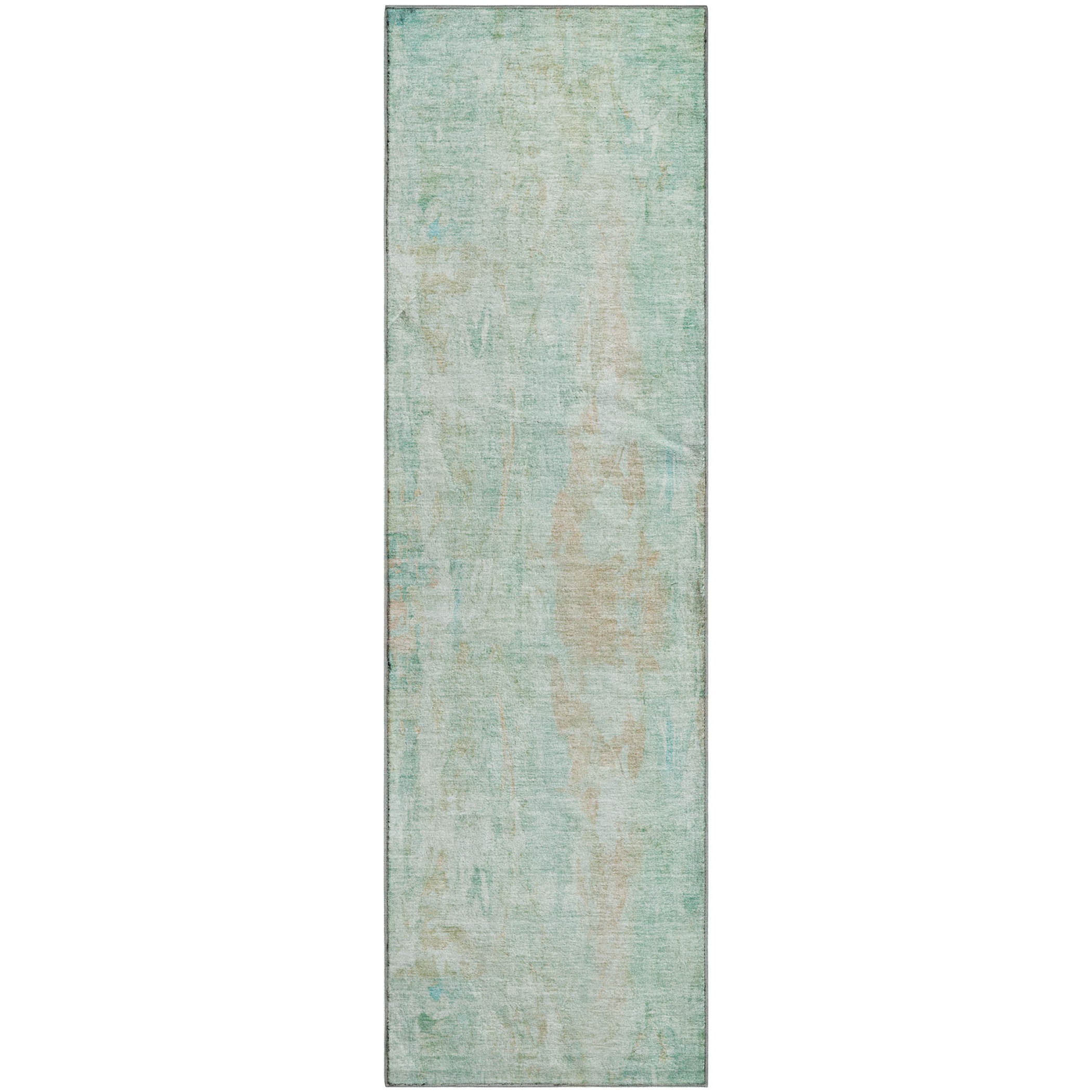 Queenstown Machine Washable Transitional Turquoise Teal Rug 2'3" x 7'6" #shape_Runner