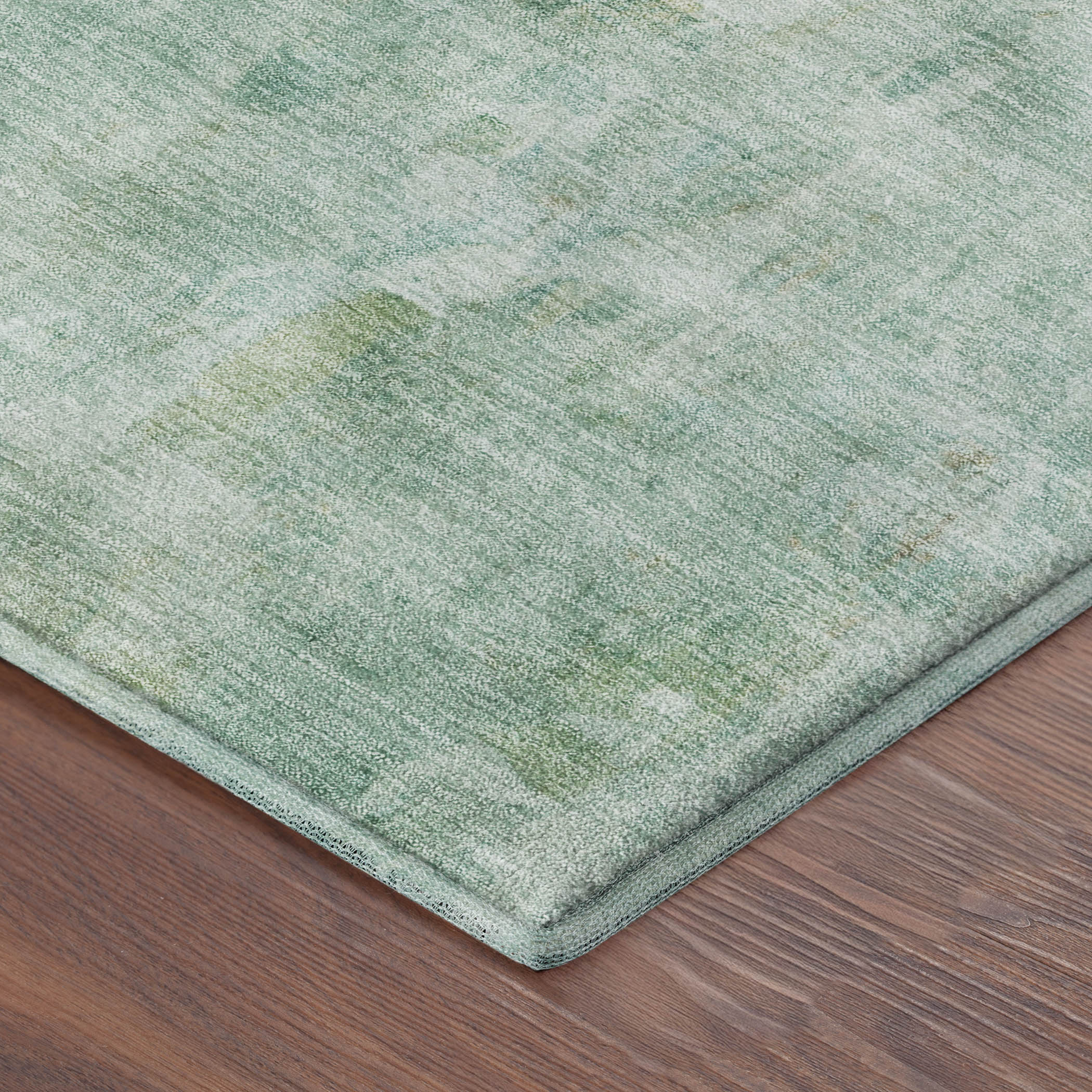 Queenstown Machine Washable Transitional Turquoise Teal Rug 1'8" x 2'6" #shape_Rectangle