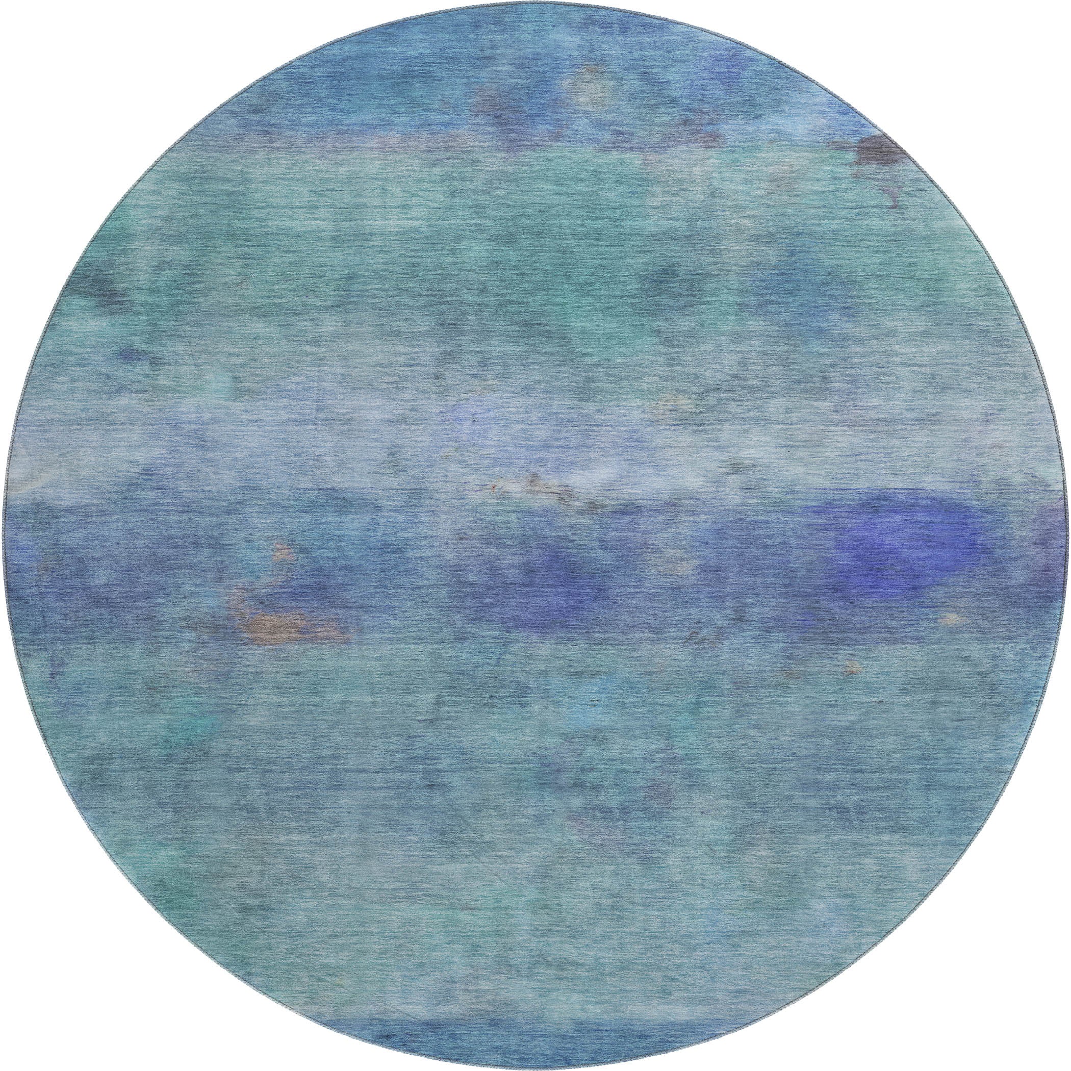 Cartagena Machine Washable Transitional Blue Rug 8' x 8' #shape_Round