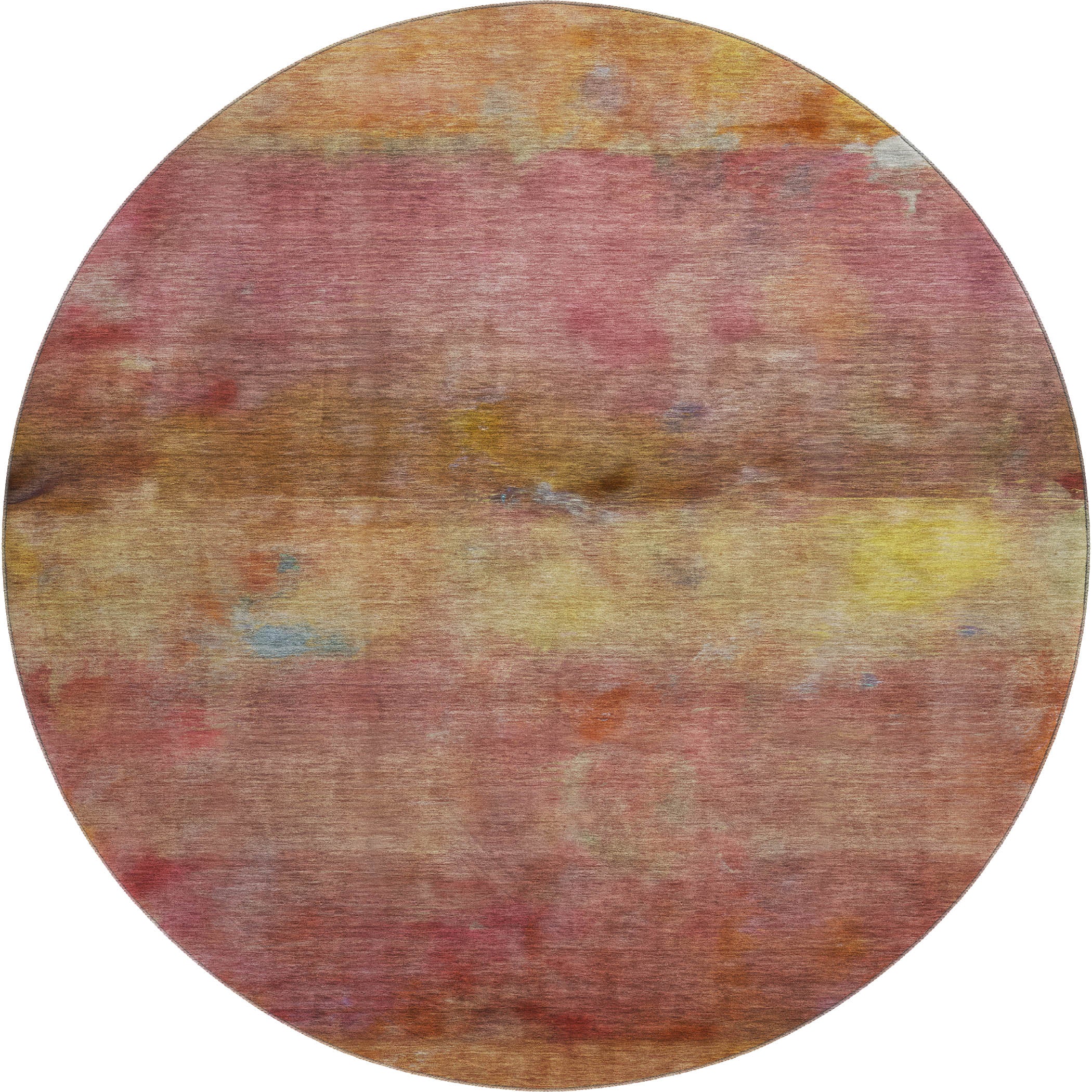 Cartagena Machine Washable Transitional Orange Rug 8' x 8' #shape_Round