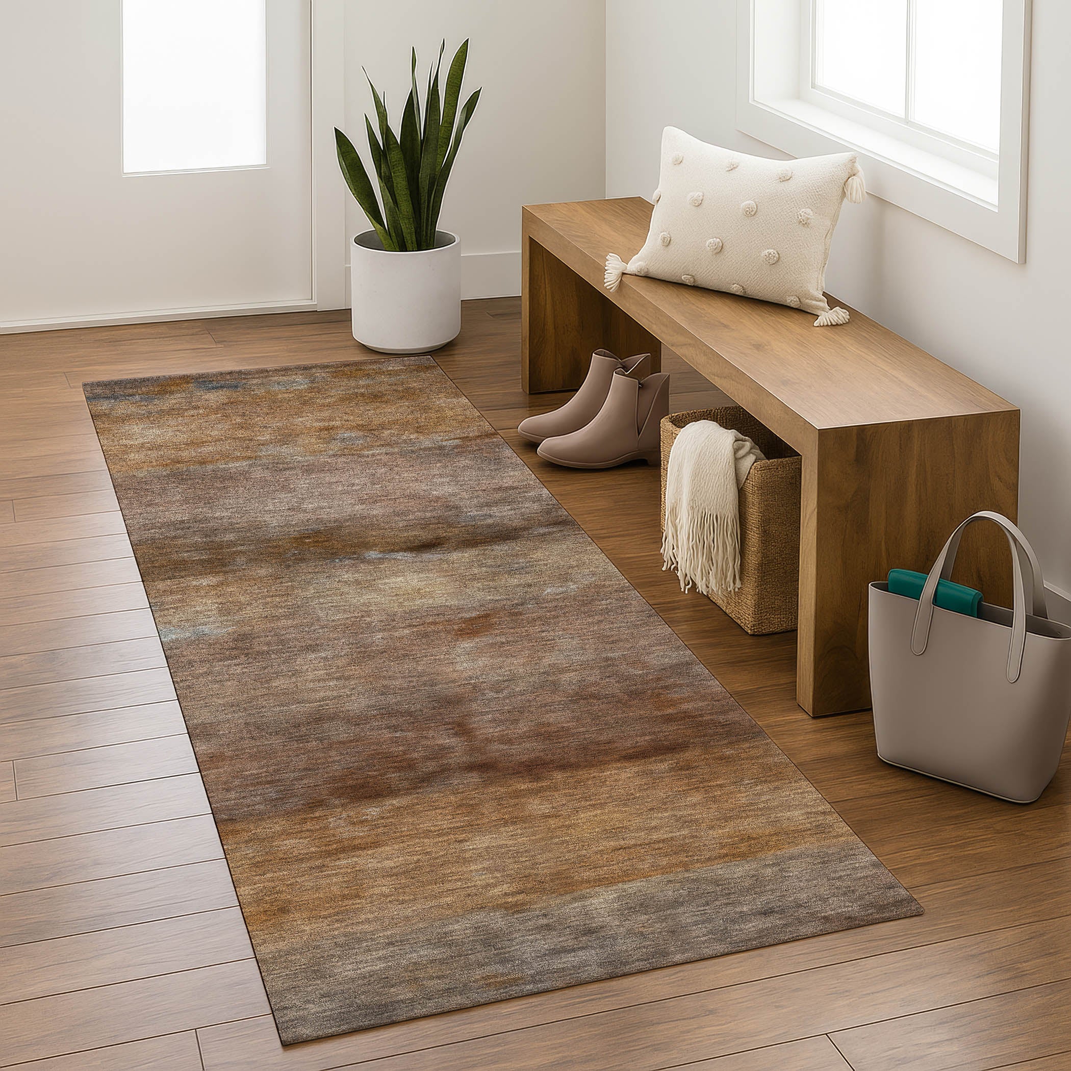 Cartagena Machine Washable Transitional Paprika Orange Rug 2'3" x 7'6" #shape_Runner
