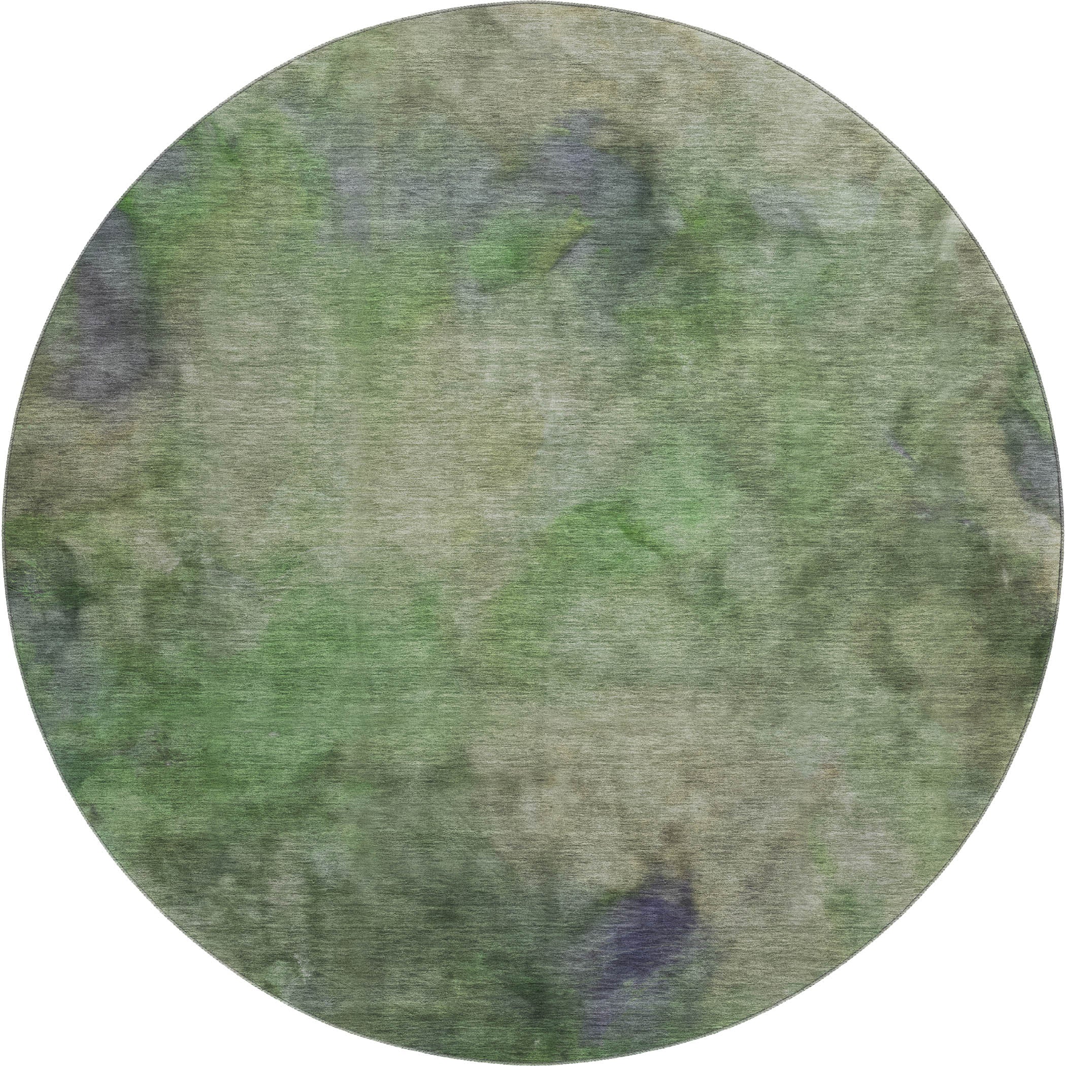 Porto Machine Washable Transitional Green Rug 8' x 8' #shape_Round