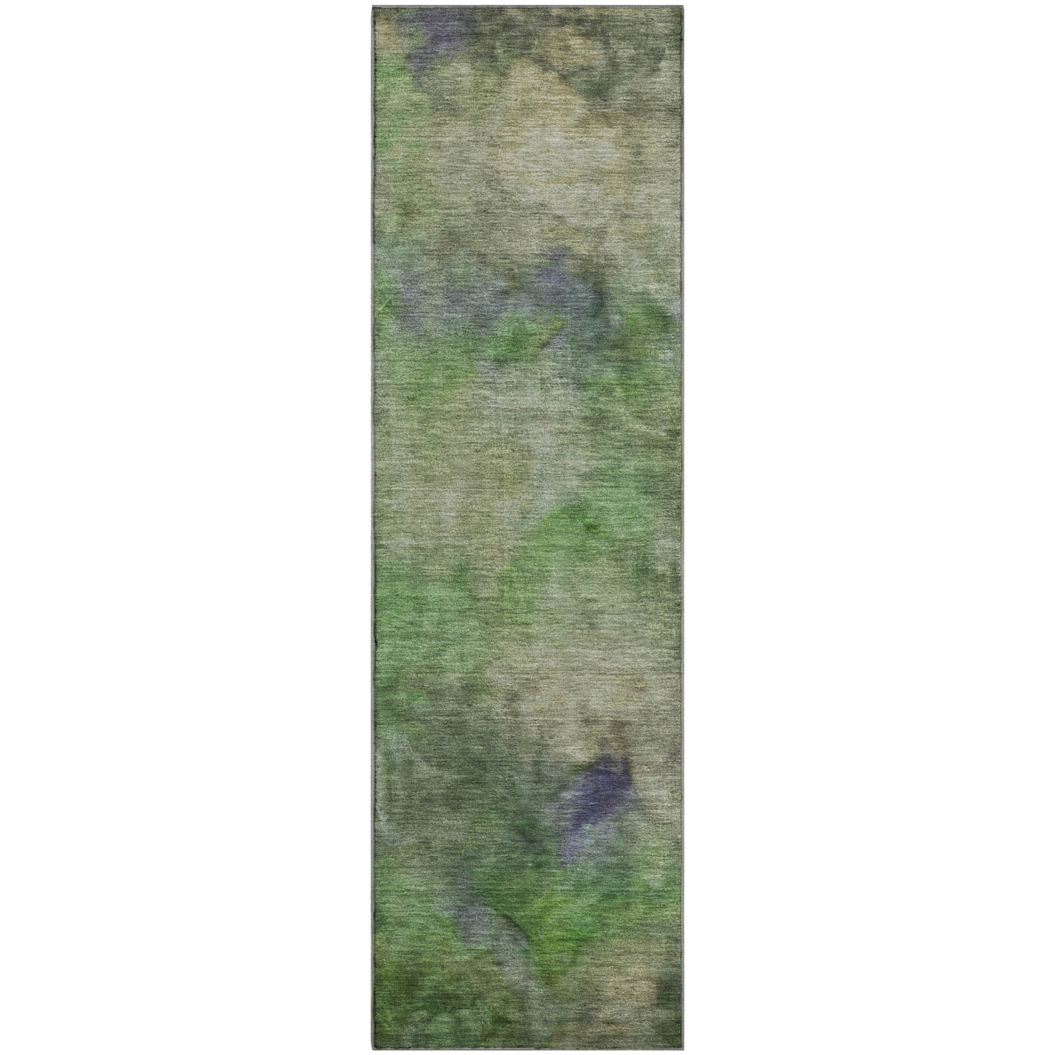 Porto Machine Washable Transitional Green Rug 2'3" x 7'6" #shape_Runner