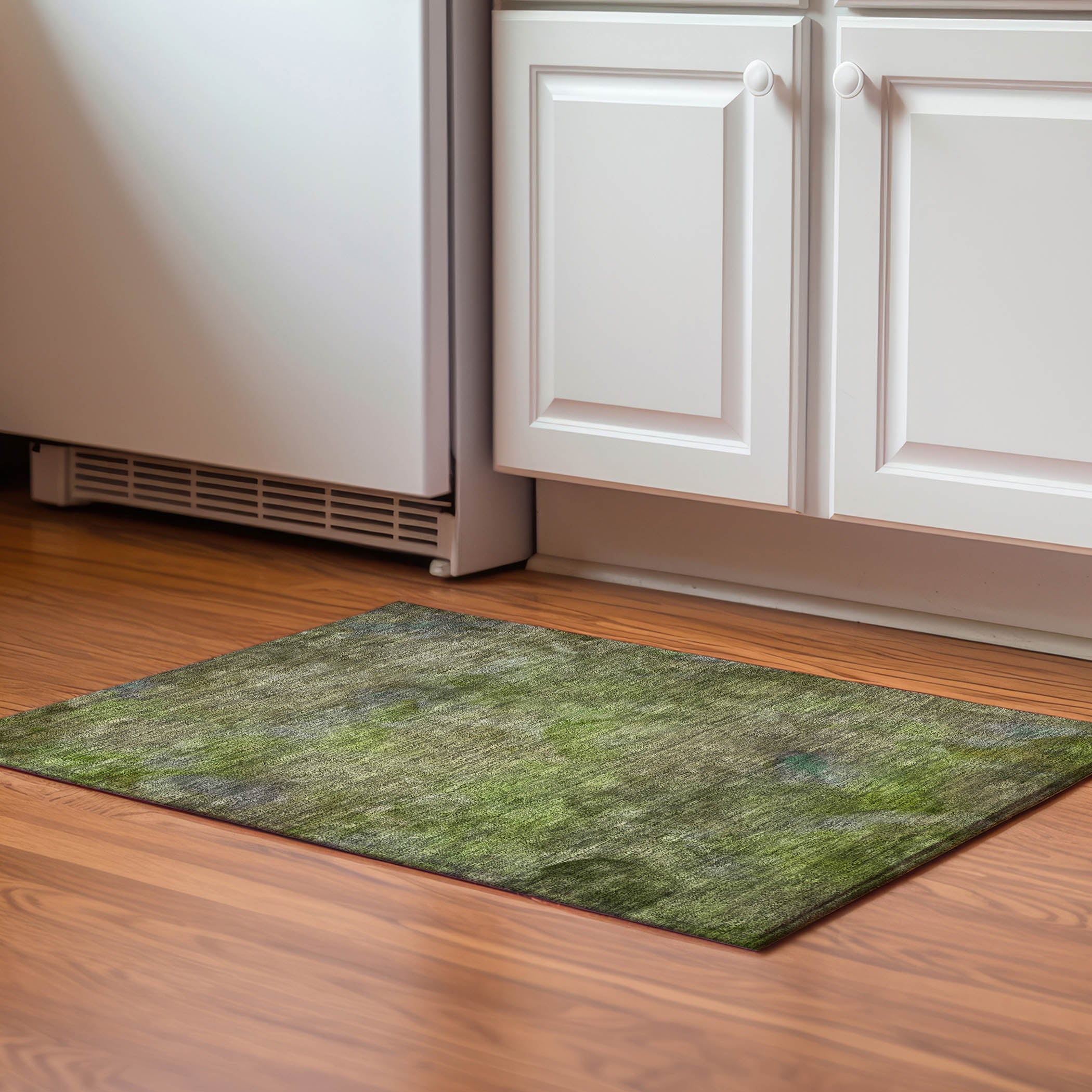 Porto Machine Washable Transitional Olive Green Rug 1'8" x 2'6" #shape_Rectangle