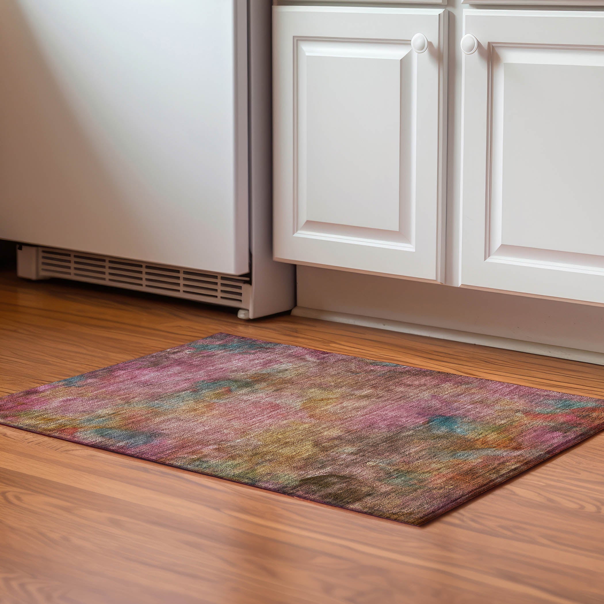 Porto Machine Washable Transitional Pink Rug 1'8" x 2'6" #shape_Rectangle