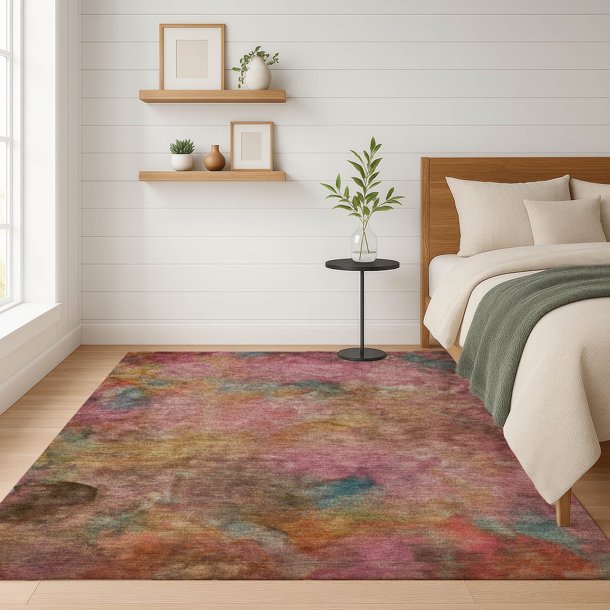Porto Machine Washable Transitional Pink Rug 3' x 5' #shape_Rectangle
