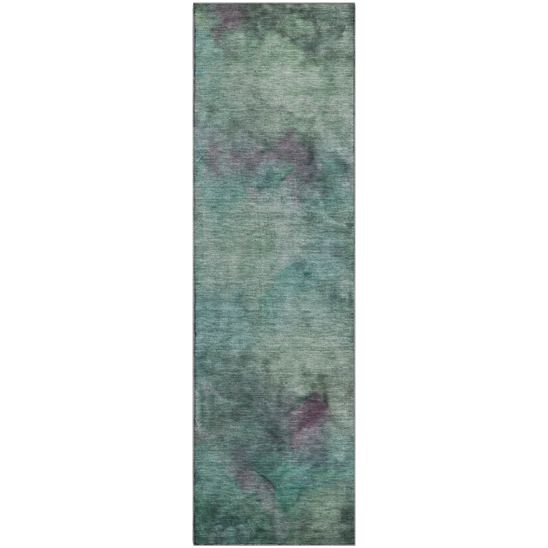 Porto Machine Washable Transitional Teal Rug 2'3" x 7'6" #shape_Runner