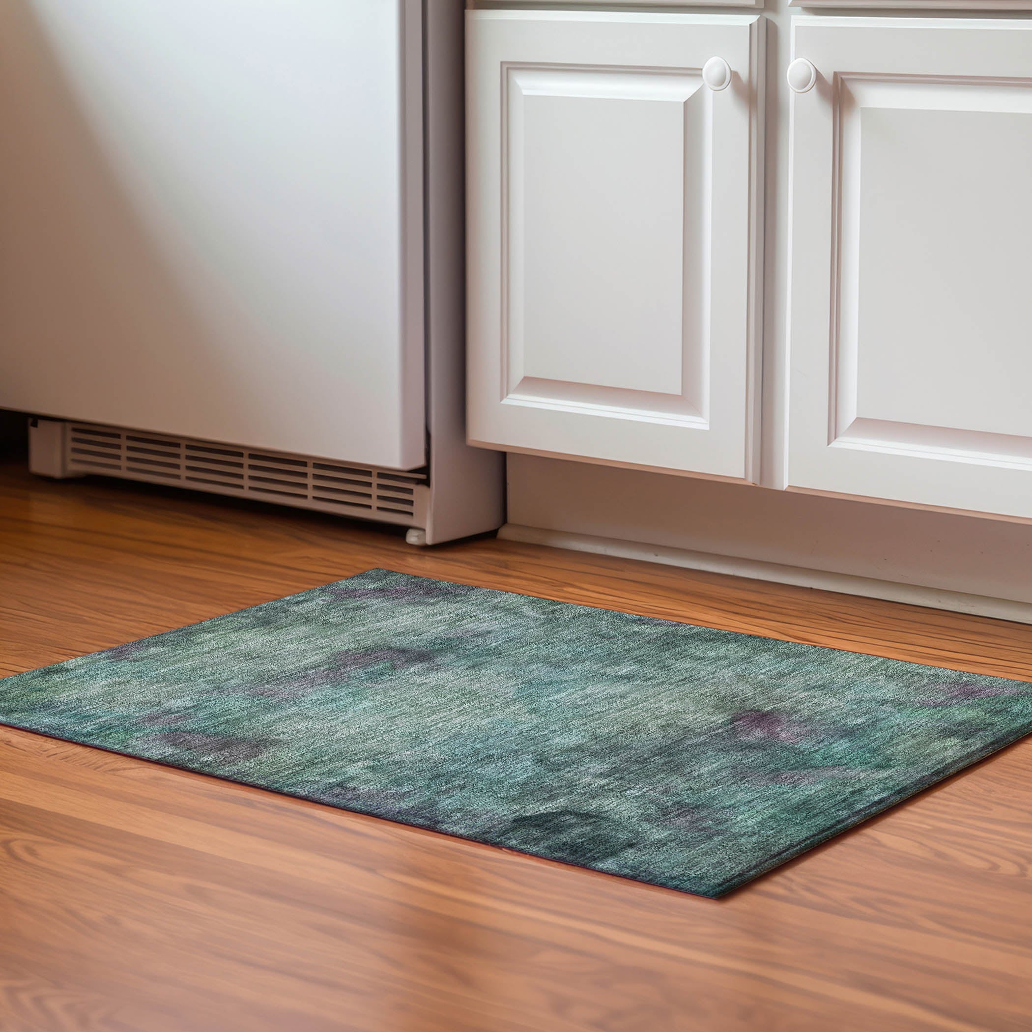 Porto Machine Washable Transitional Teal Rug 1'8" x 2'6" #shape_Rectangle