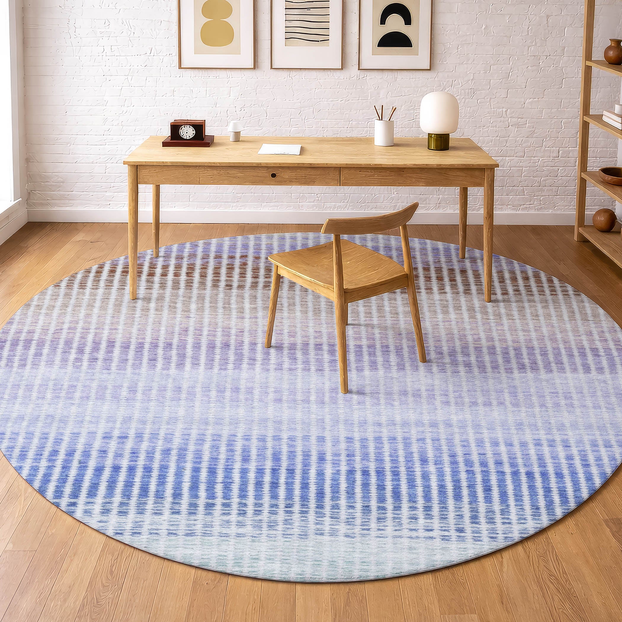 Prague Machine Washable Transitional Green Rug 8' x 8' #shape_Round