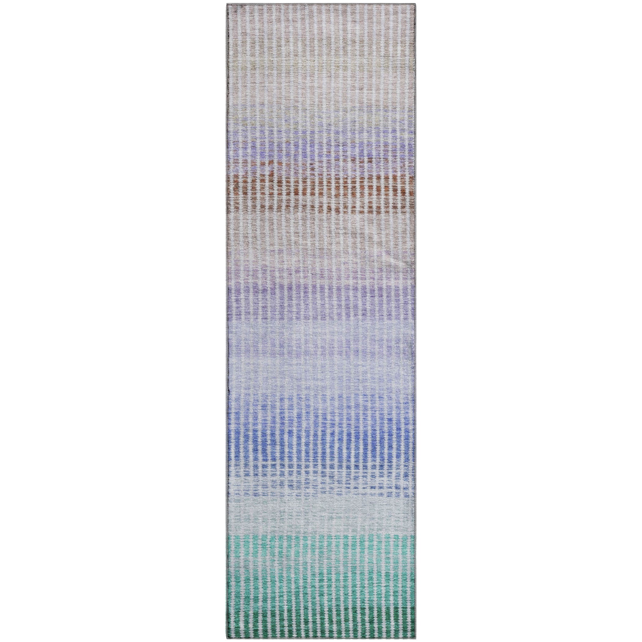 Prague Machine Washable Transitional Green Rug 2'3" x 7'6" #shape_Runner