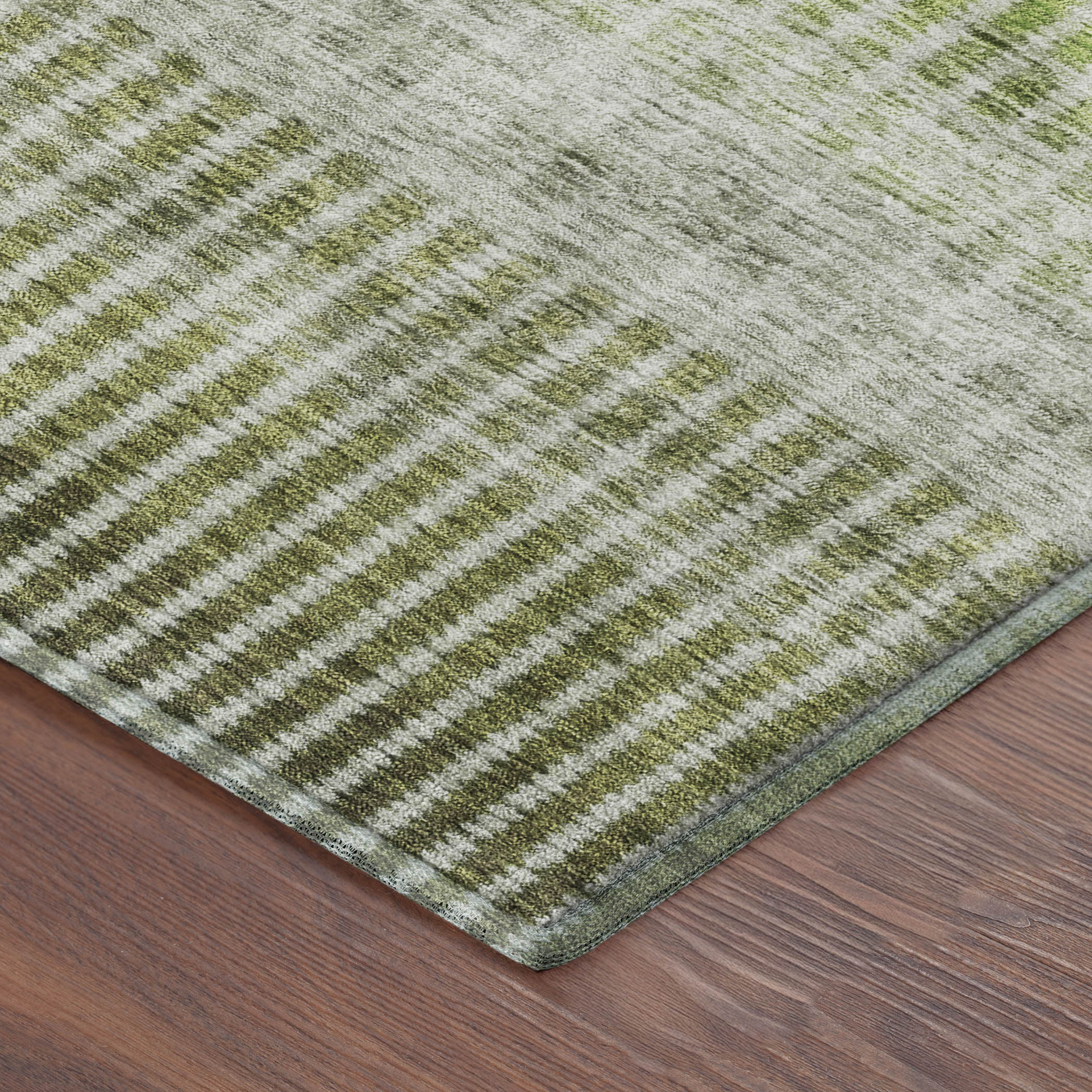 Prague Machine Washable Transitional Olive Green Rug 1'8" x 2'6" #shape_Rectangle