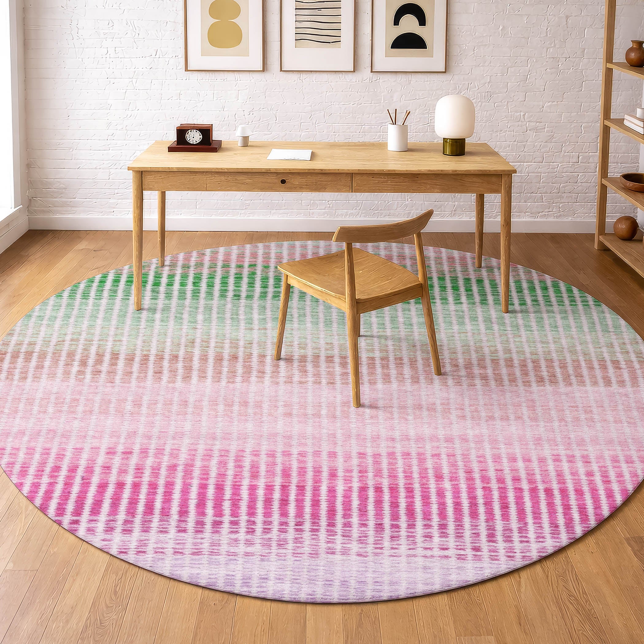 Prague Machine Washable Transitional Purple Rug 8' x 8' #shape_Round