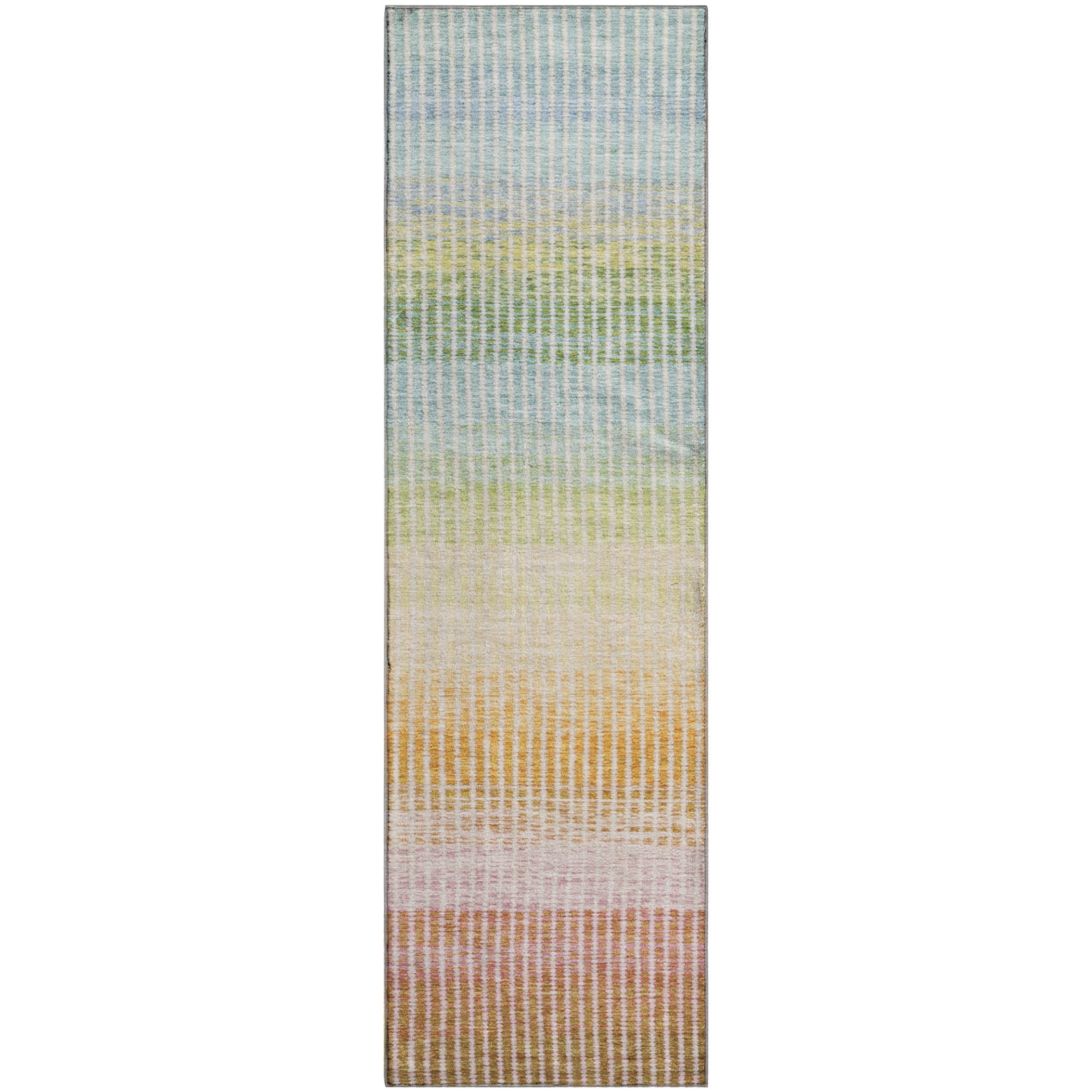 Prague Machine Washable Transitional Salmon Orange Rug 2'3" x 7'6" #shape_Runner