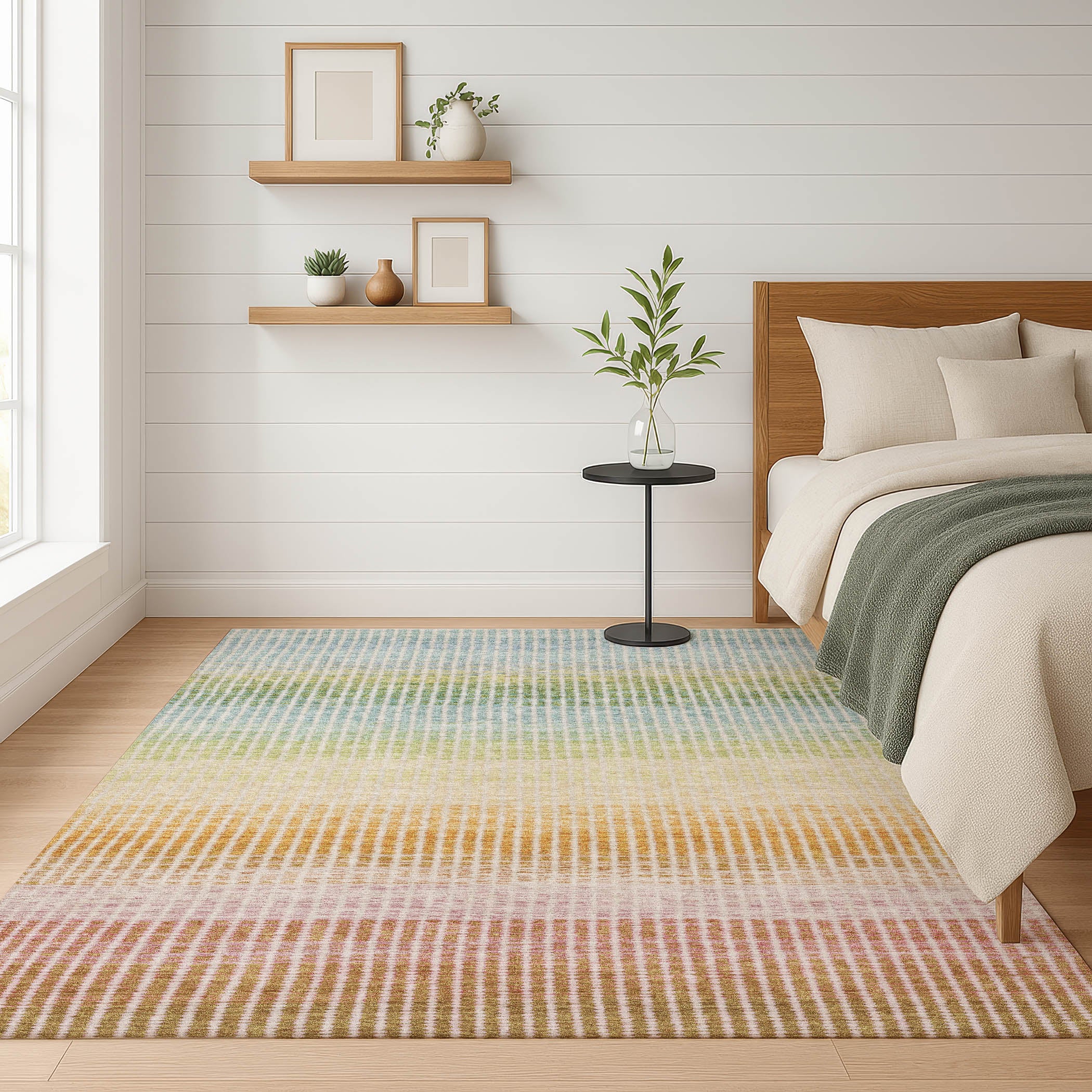 Prague Machine Washable Transitional Salmon Orange Rug 3' x 5' #shape_Rectangle