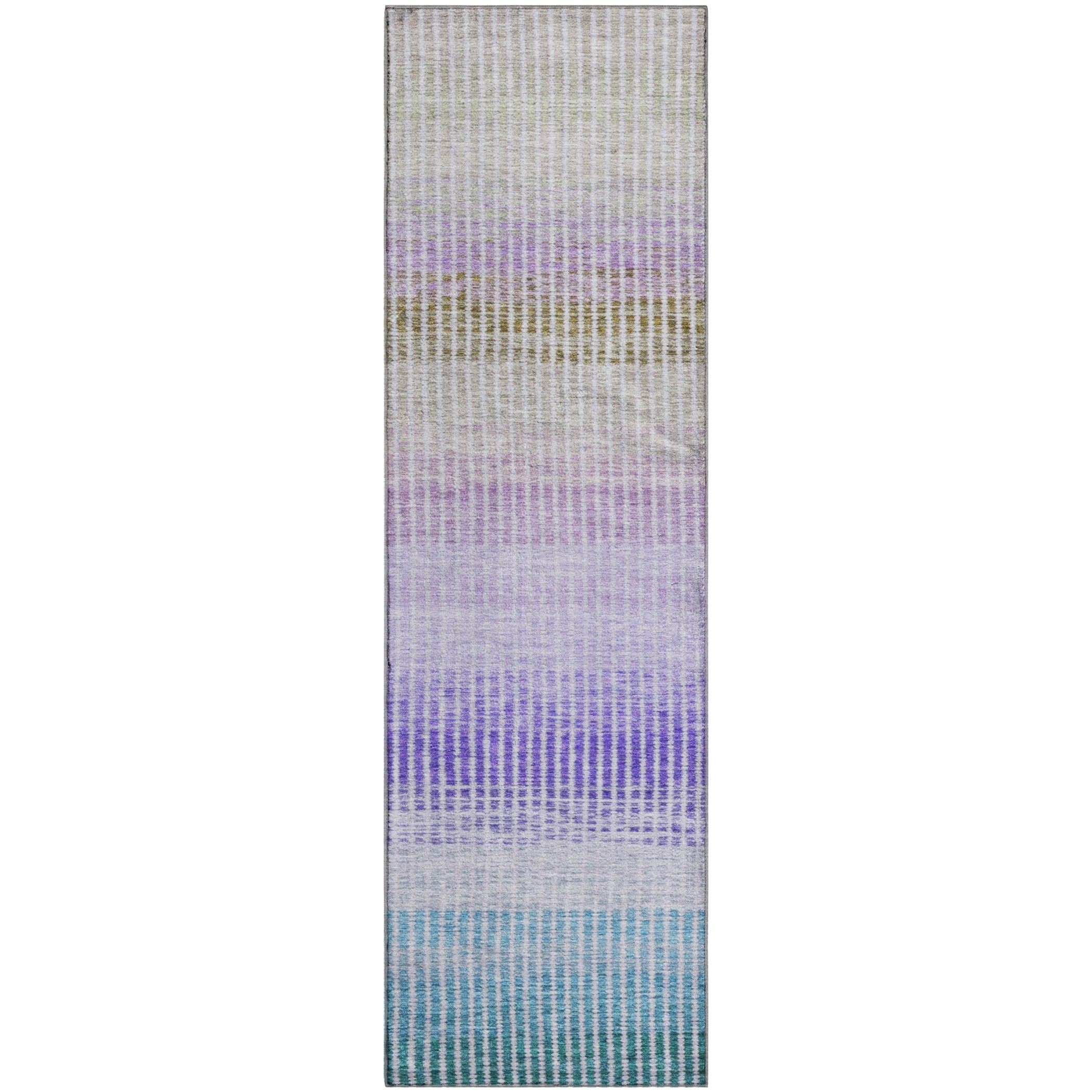 Prague Machine Washable Transitional Teal Rug 2'3" x 7'6" #shape_Runner